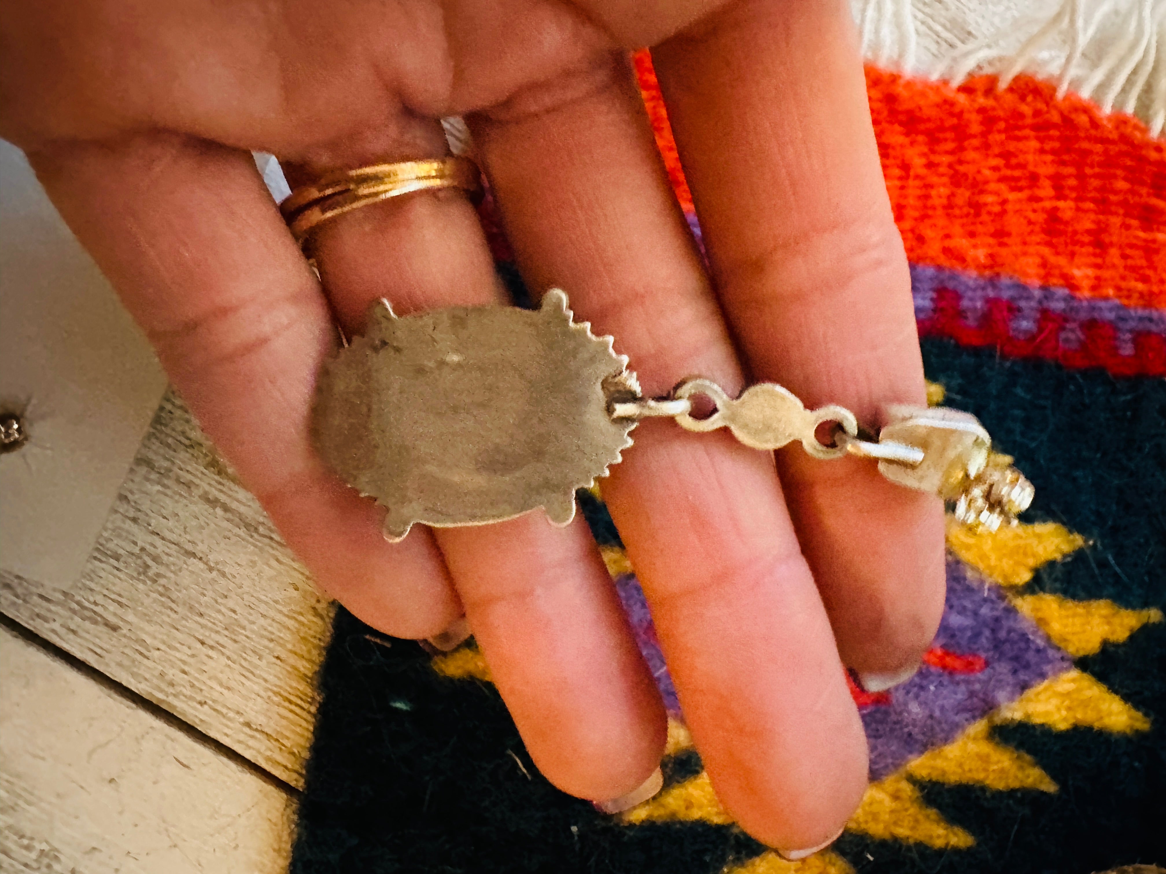 Navajo Tibetan Turquoise, Coral & Sterling Silver Dangle Earrings