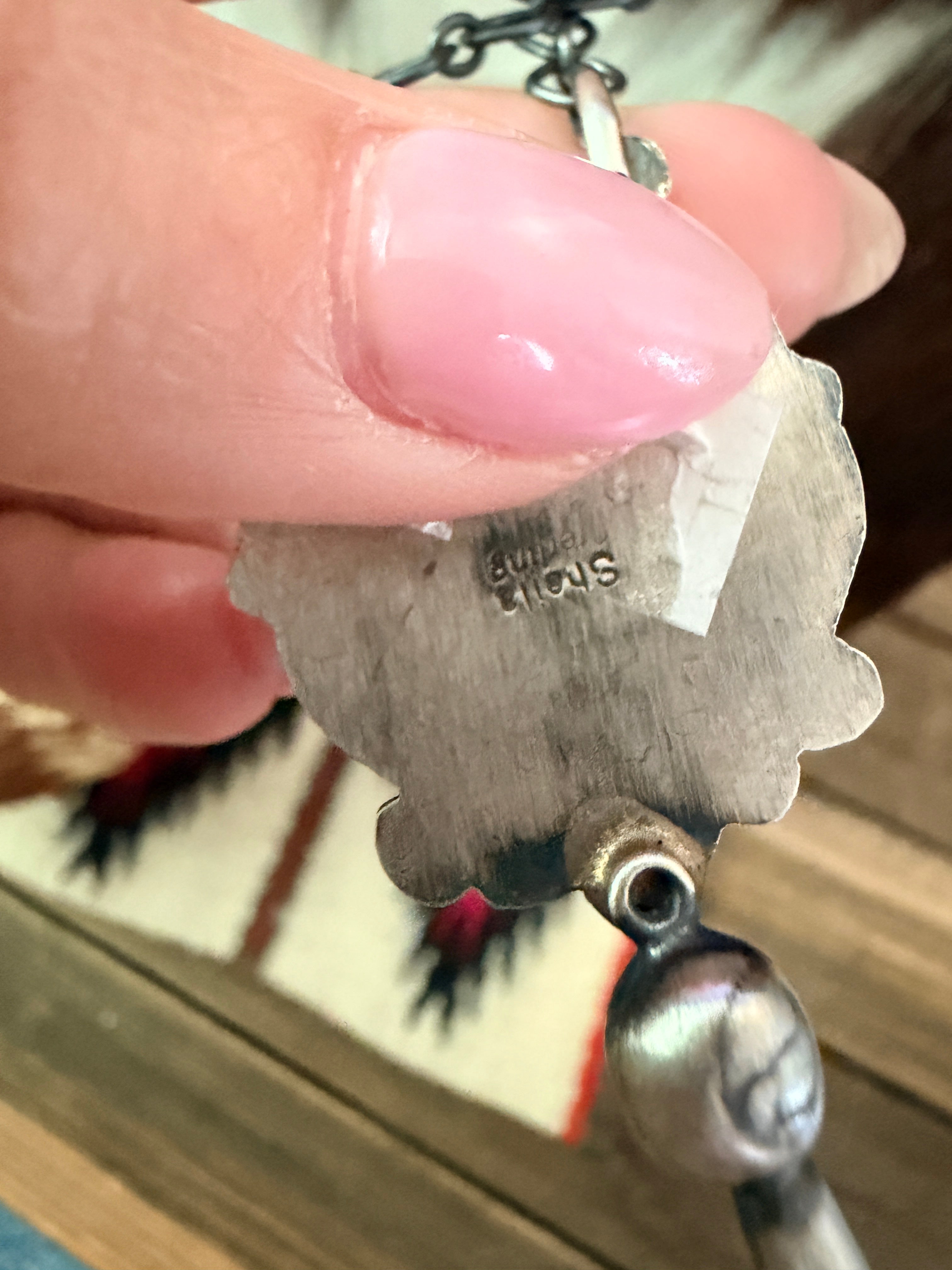 Handcrafted White Buffalo & Sterling Silver Blossom Necklace by Sheila Becenti
