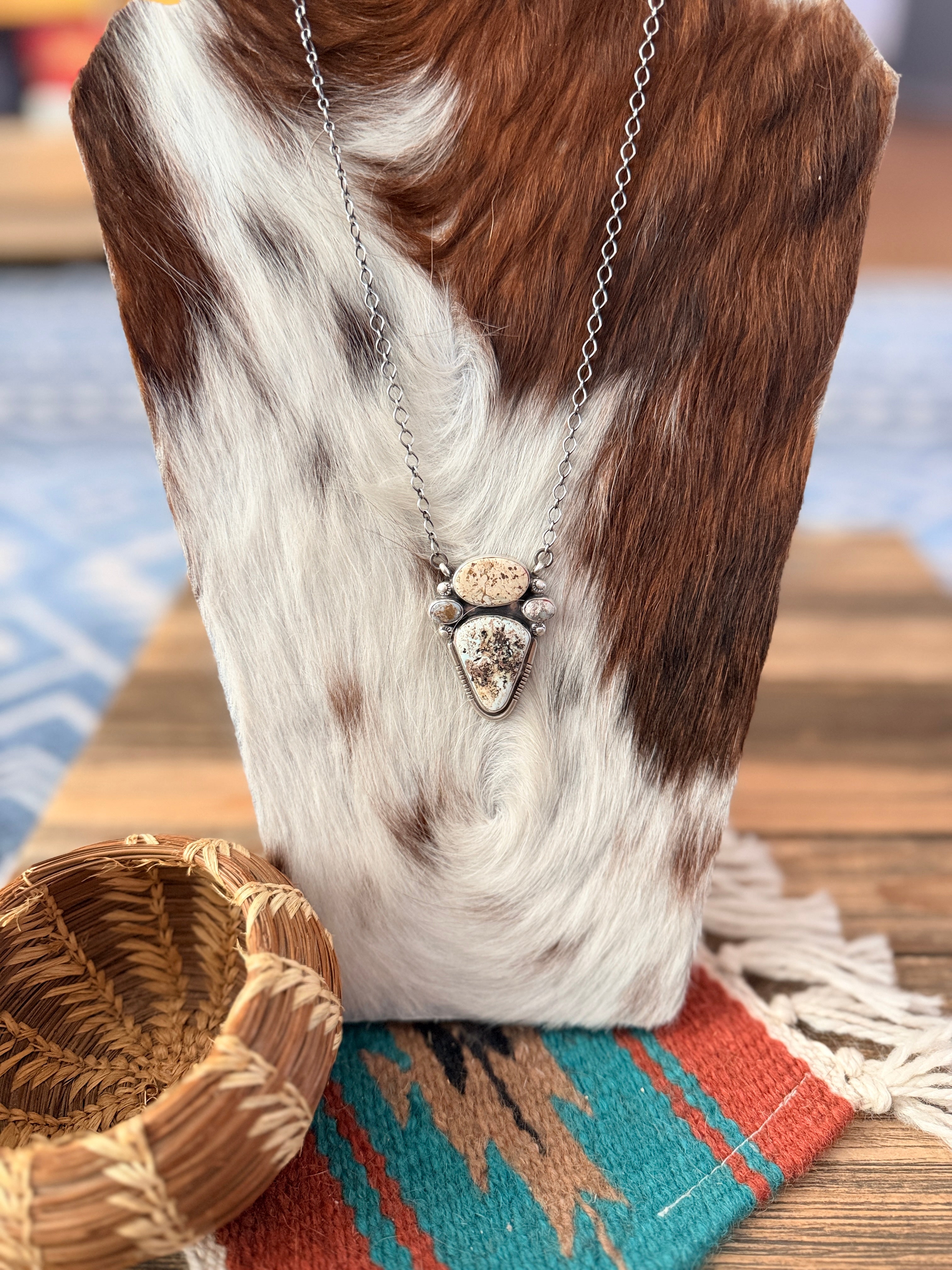 Handcrafted Dry Creek Turquoise & Sterling Silver Necklace by Joelias Draper