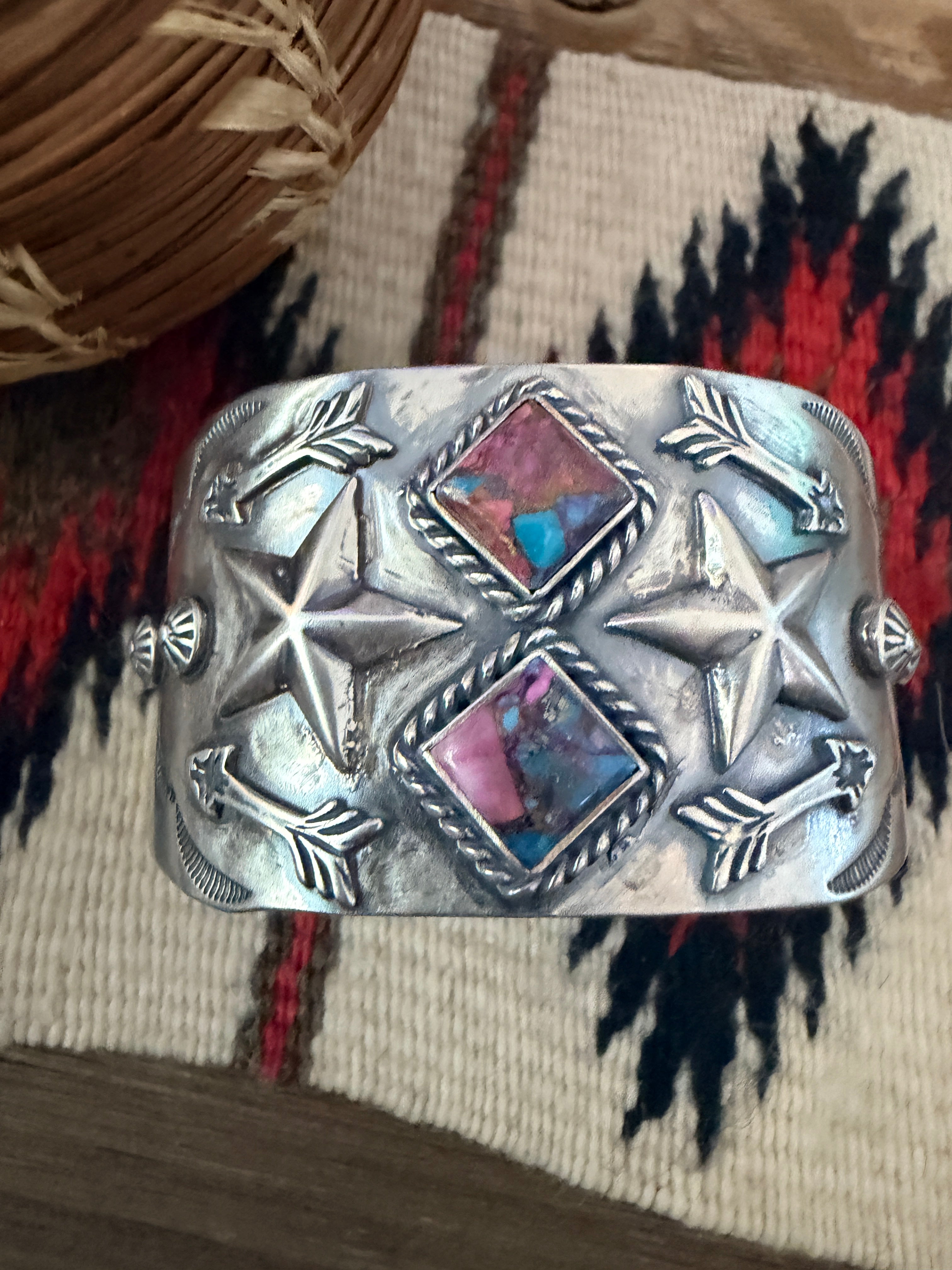 Handcrafted Pink Dream Mojave & Sterling Silver Cuff Bracelet by Larry Kaye