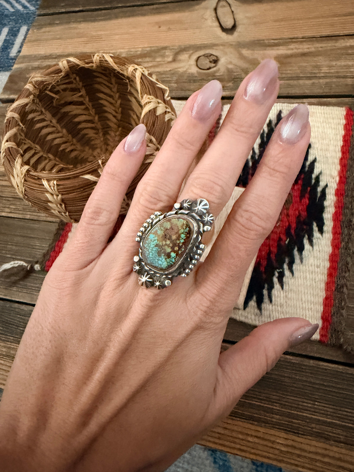 Handcrafted Royston Turquoise & Sterling Silver Ring 5.75 by Rosella Paxson