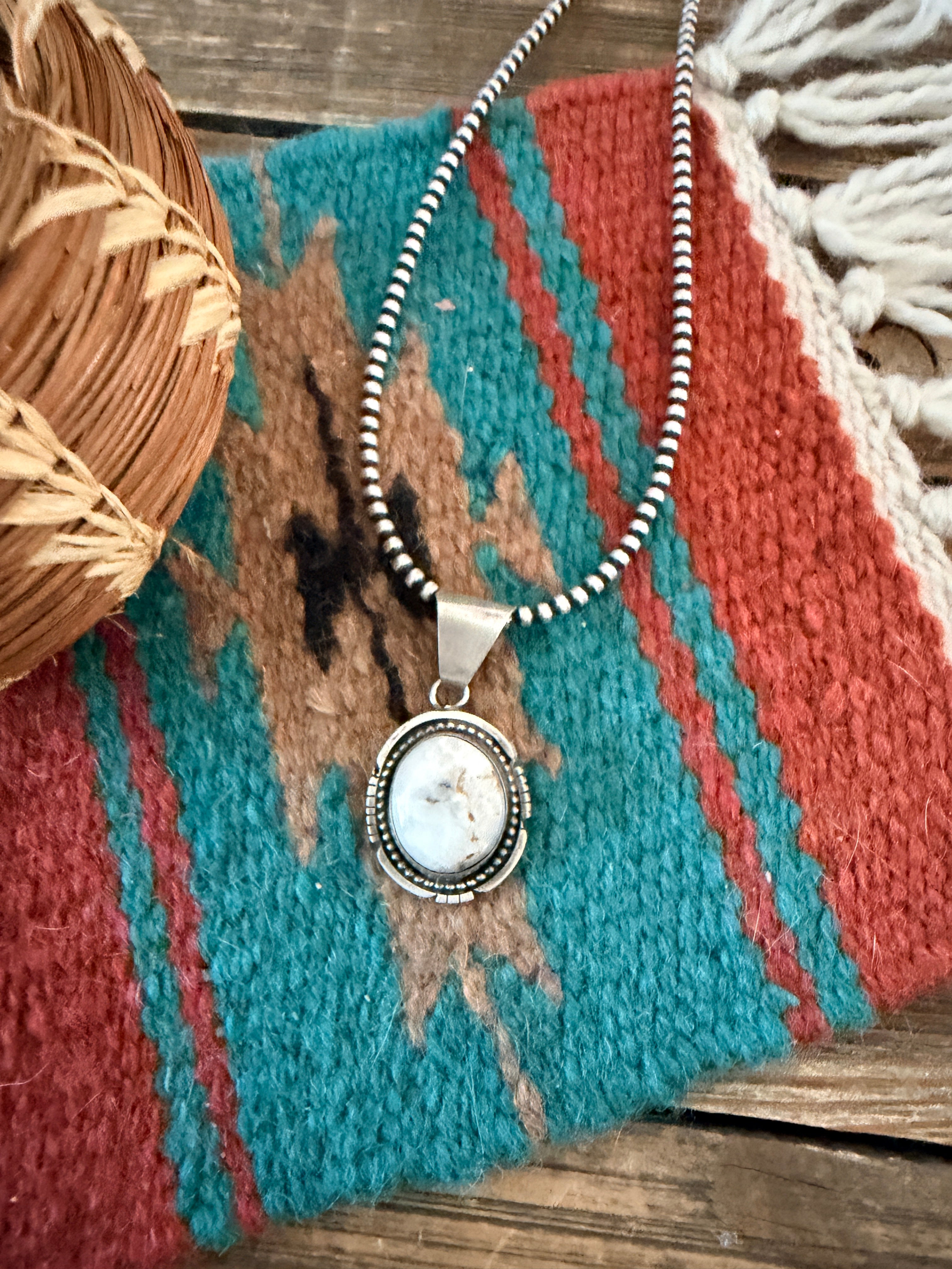 Handcrafted Sterling Silver & White Buffalo Pendant
