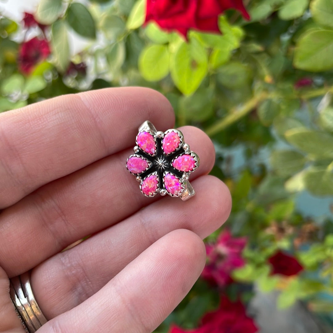 Nizhoni Pink Fire Opal & Sterling Silver Handmade Watch Charms