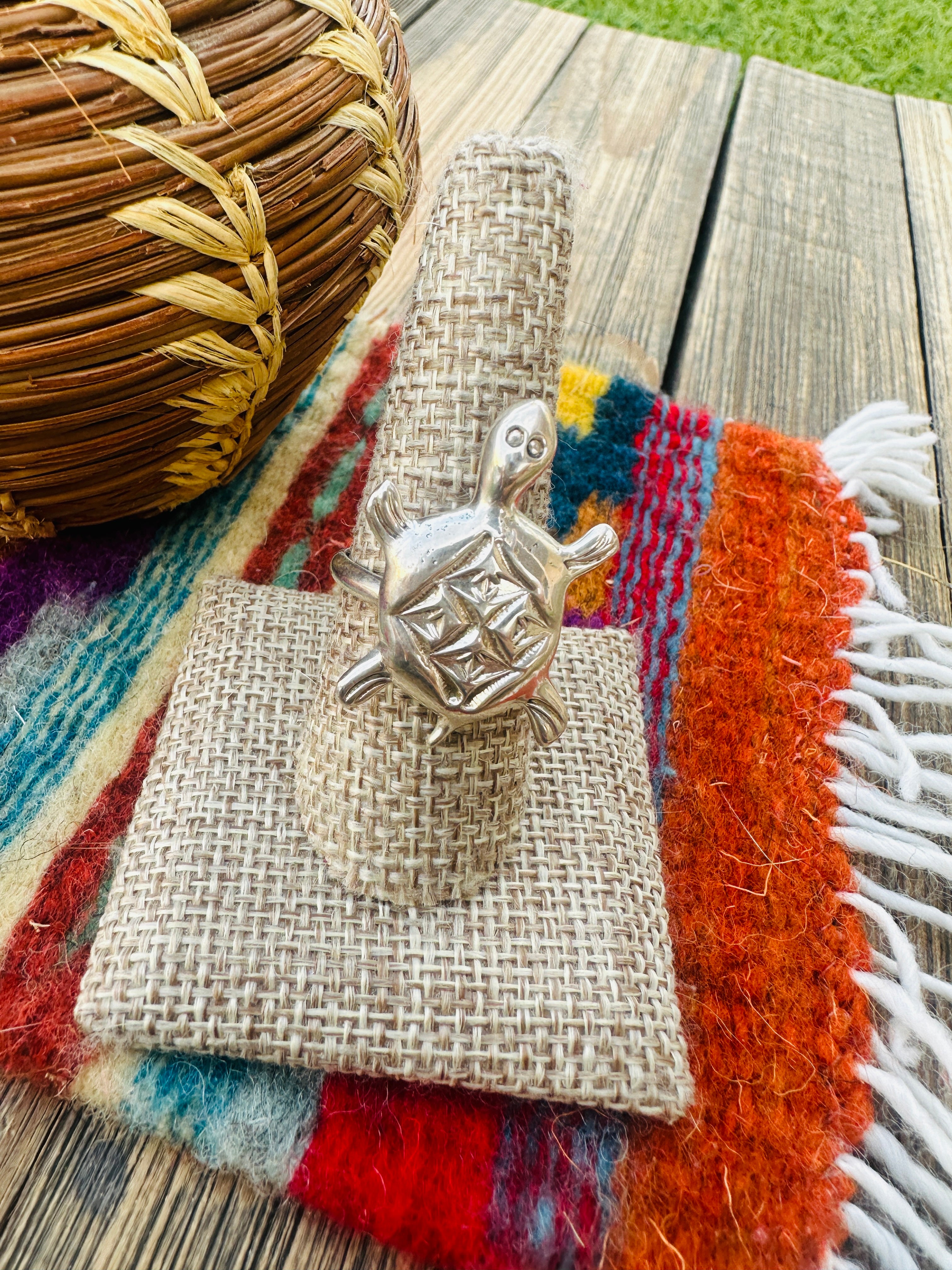 Handcrafted Sterling Silver Turtle Adjustable Ring