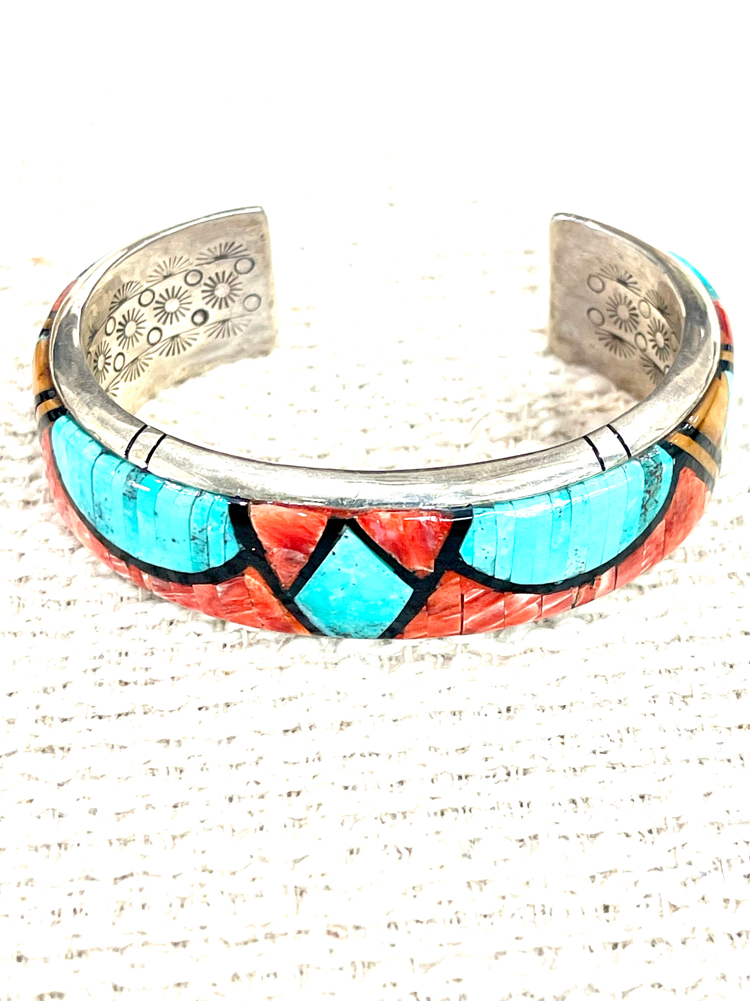Beautiful Handmade Sterling Silver & Multi Stone Cuff Bracelet