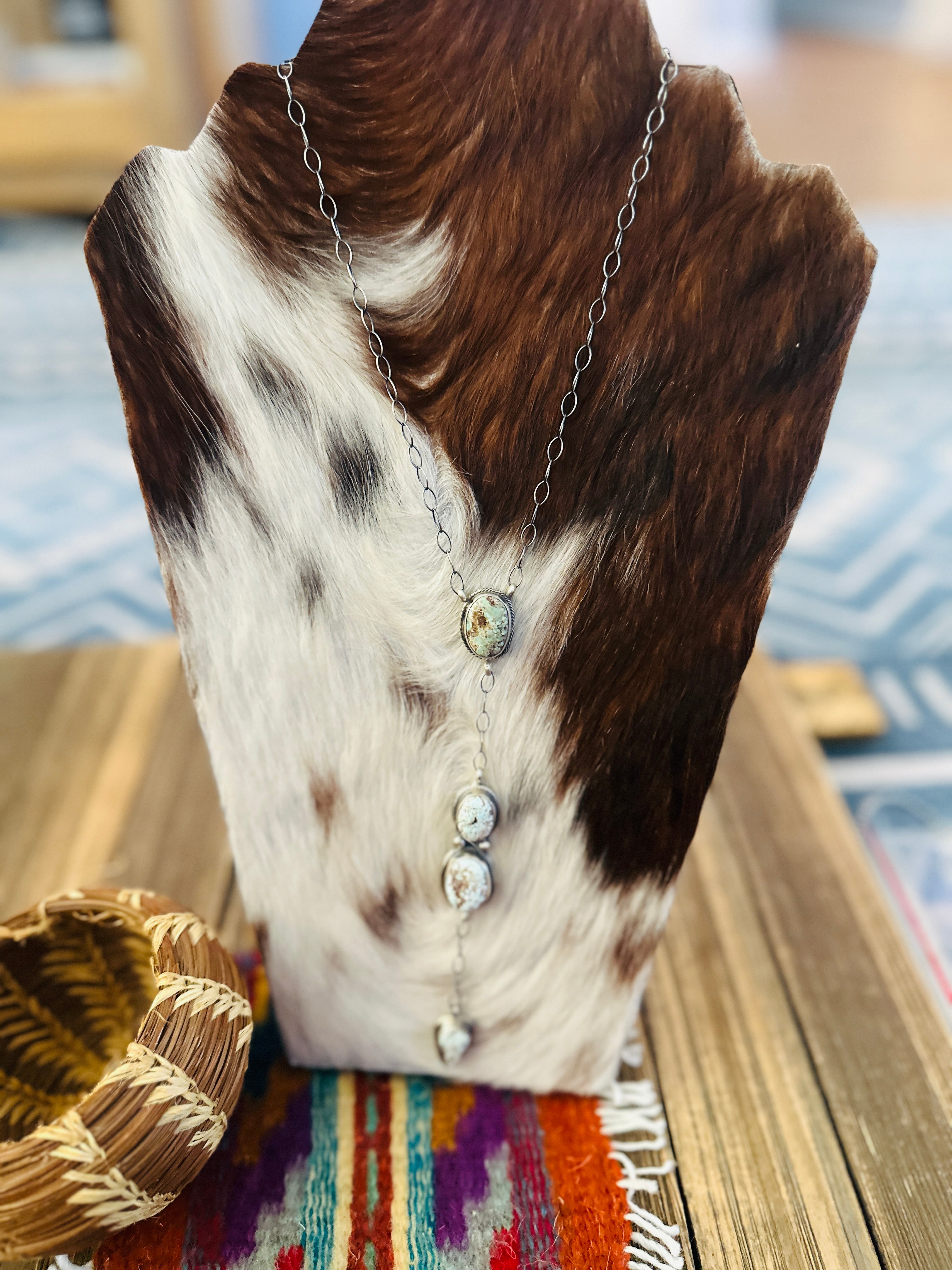 Handcrafted Dry Creek Turquoise & Sterling Silver Lariat Necklace