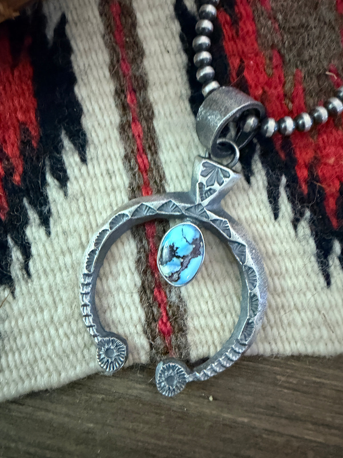 Handcrafted Sterling Silver & Golden Hills Turquoise Naja Pendant by Kevin Billah