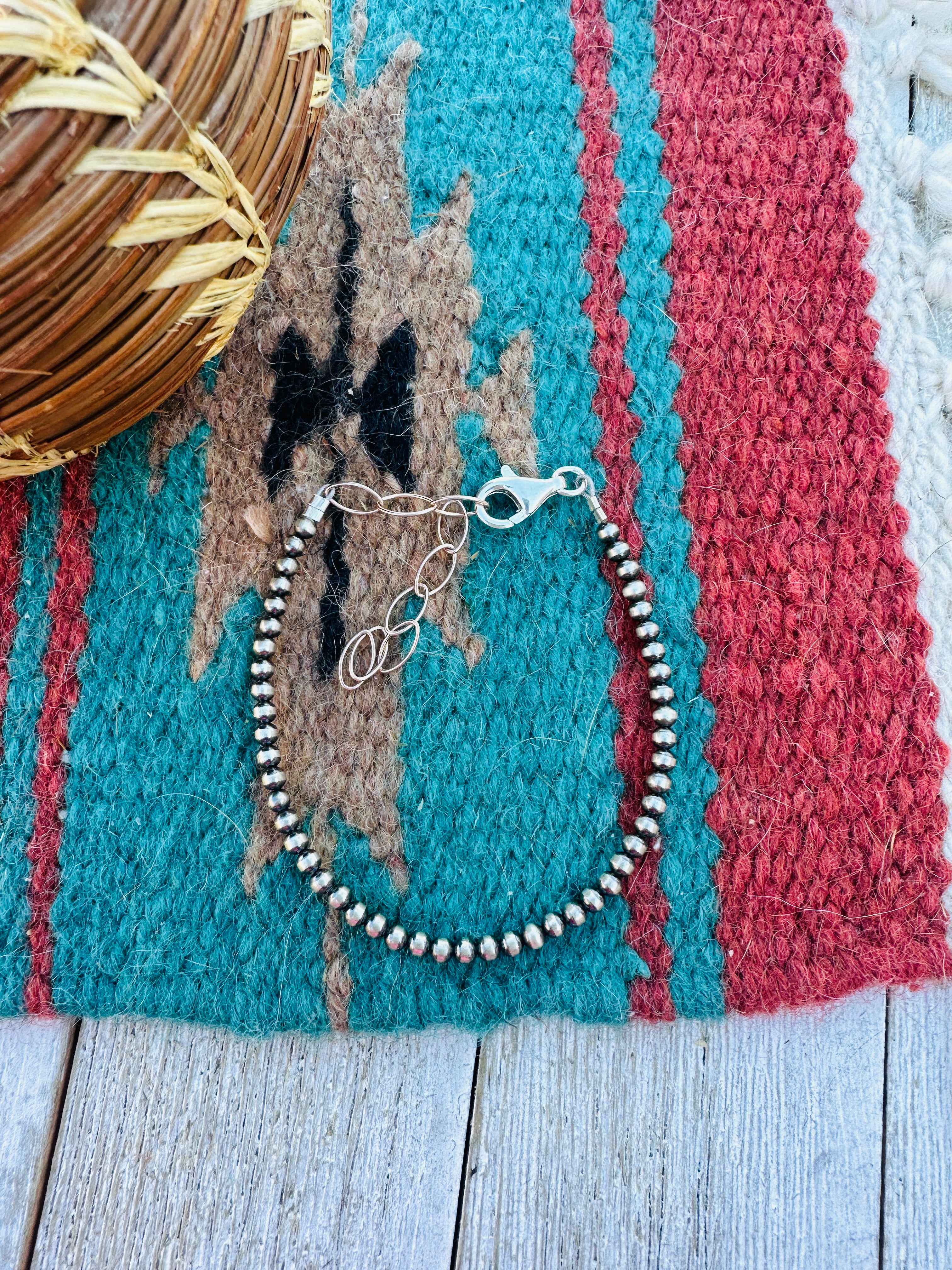 Handcrafted 3mm Sterling Silver Pearl Beaded Bracelet