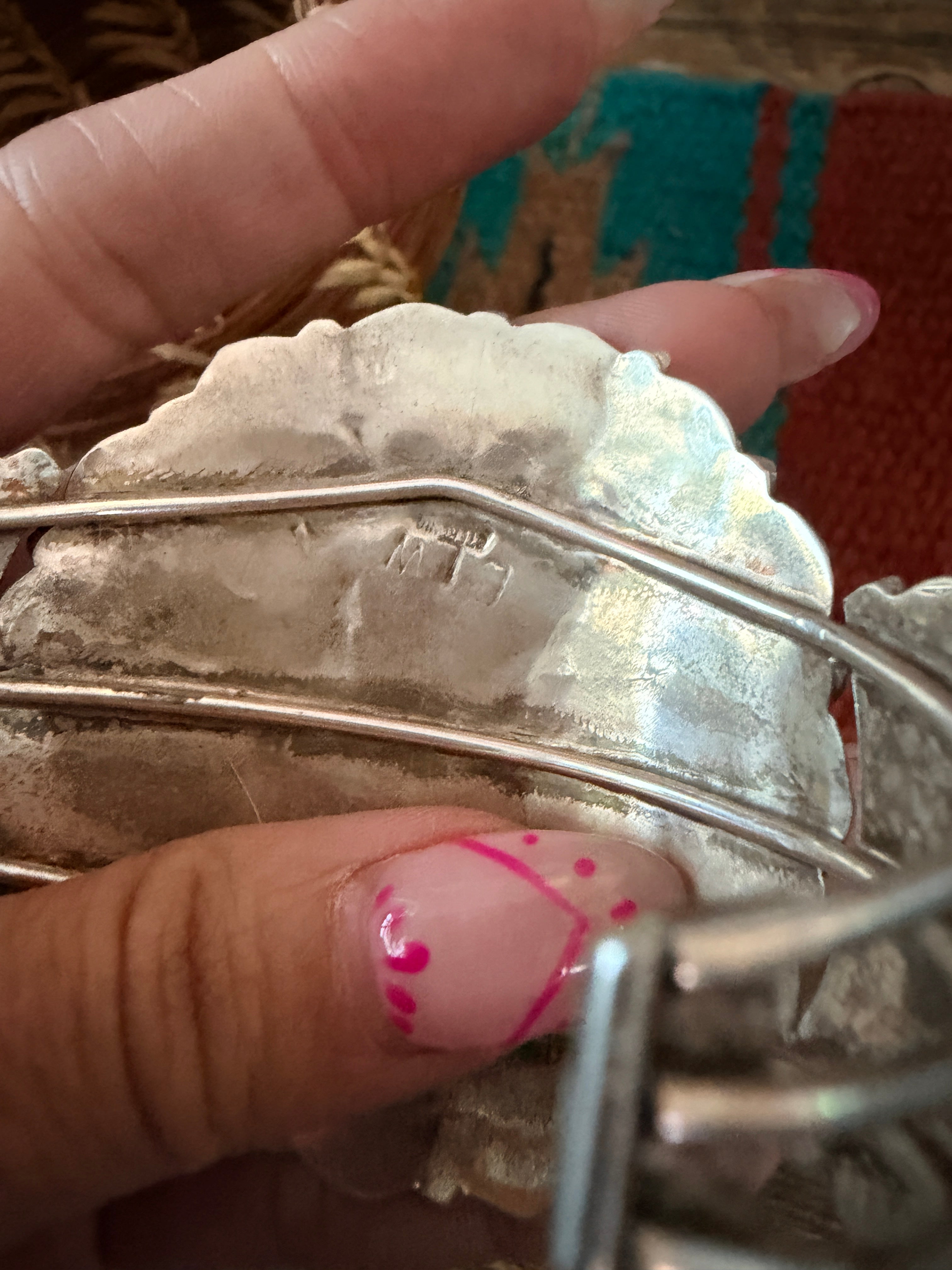 Handcrafted Turquoise & Sterling Silver Cluster Cuff Bracelet By Danny L. Wauneka