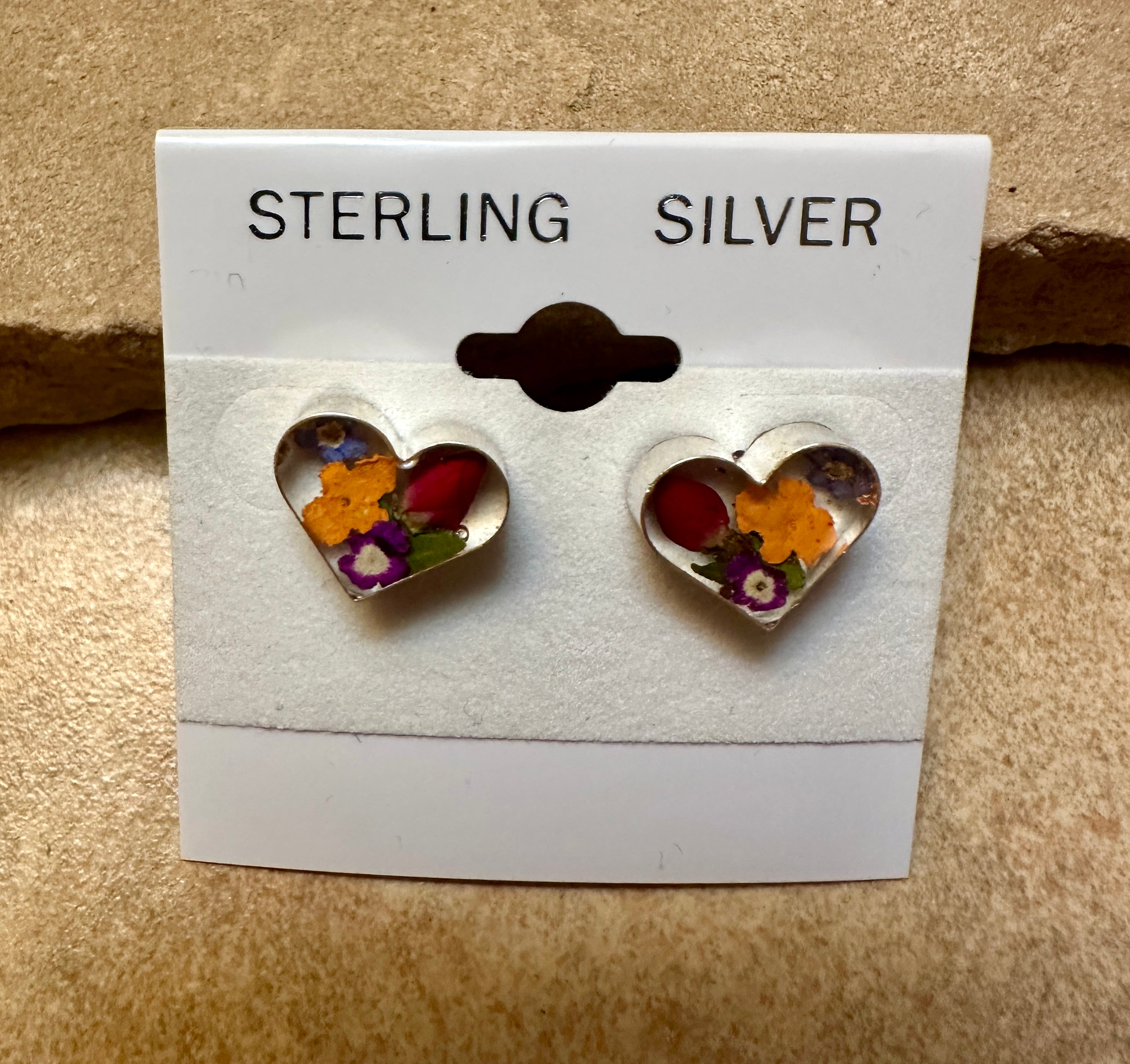 Primavera Rosebud Sterling Silver Earrings Heart on Post