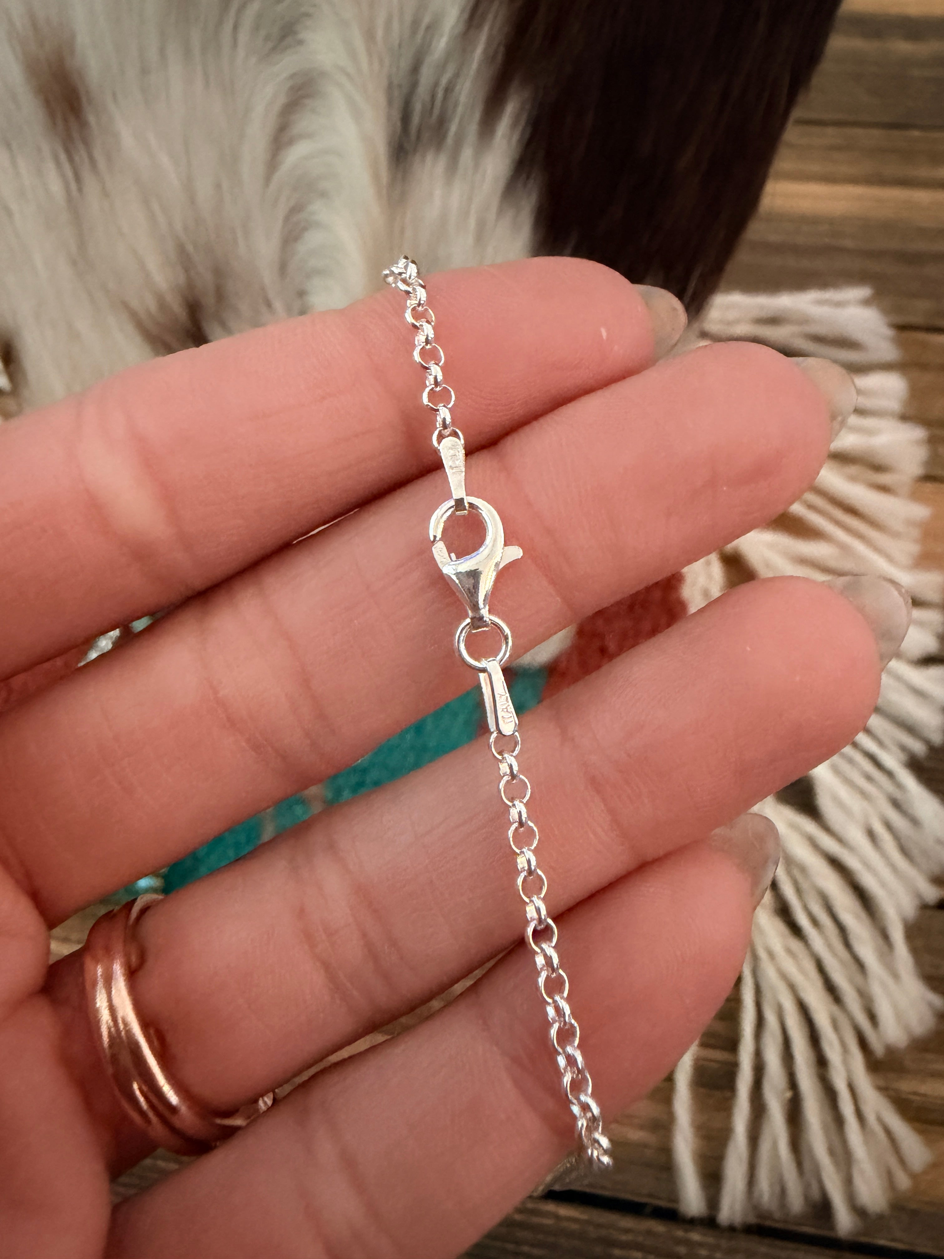 Handmade Sterling Silver & Turquoise Beaded Necklace