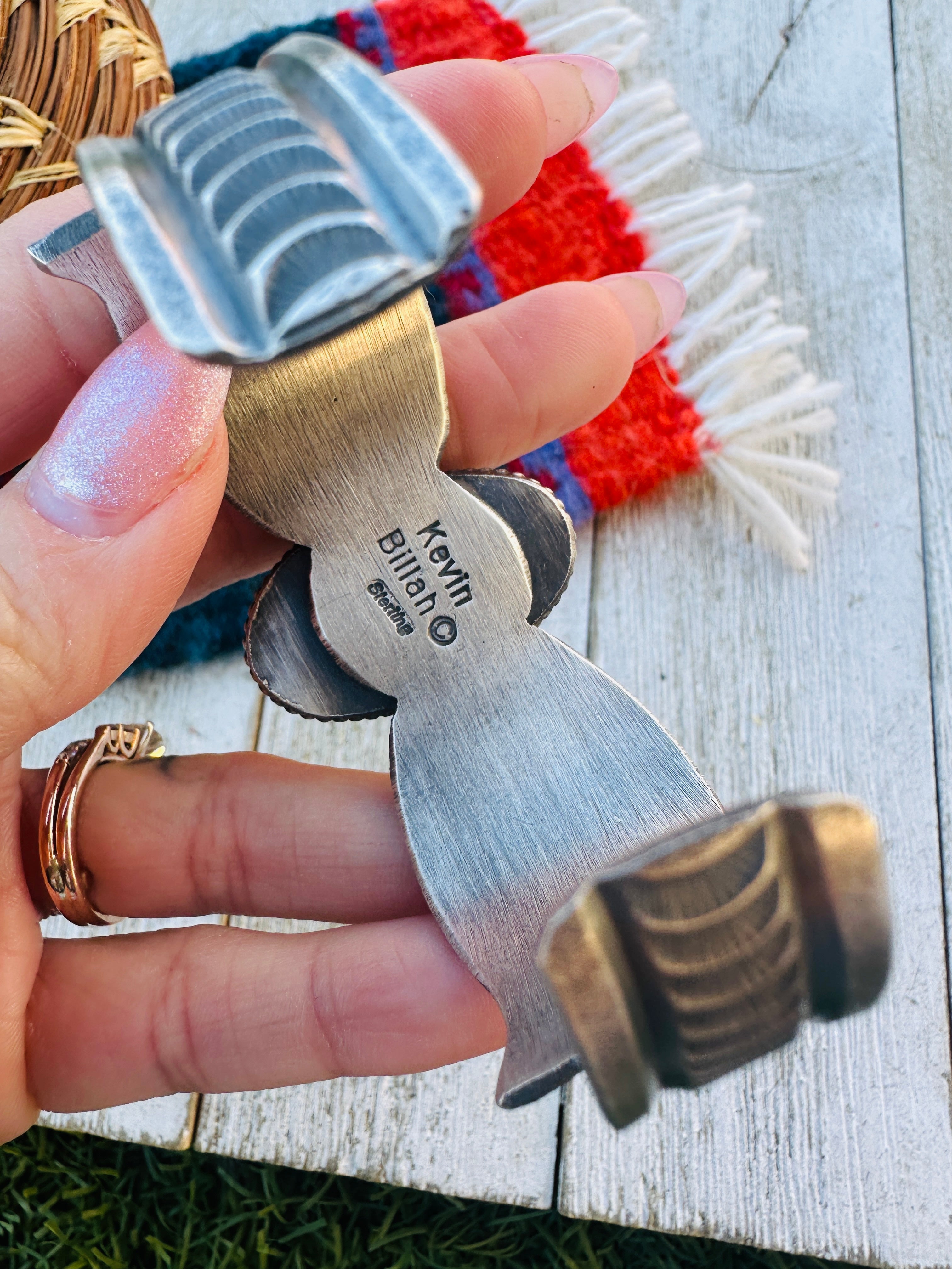 Handcrafted Number 8 Turquoise & Sterling Silver Cuff Bracelet by Kevin Billah