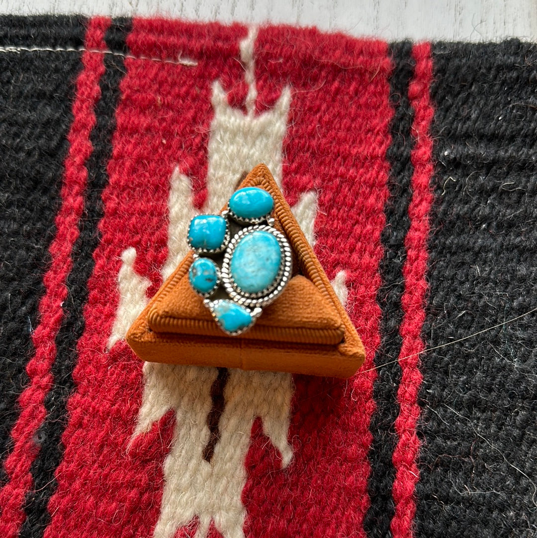 Beautiful Handmade Turquoise And Sterling Silver Adjustable Ring Signed Nizhoni