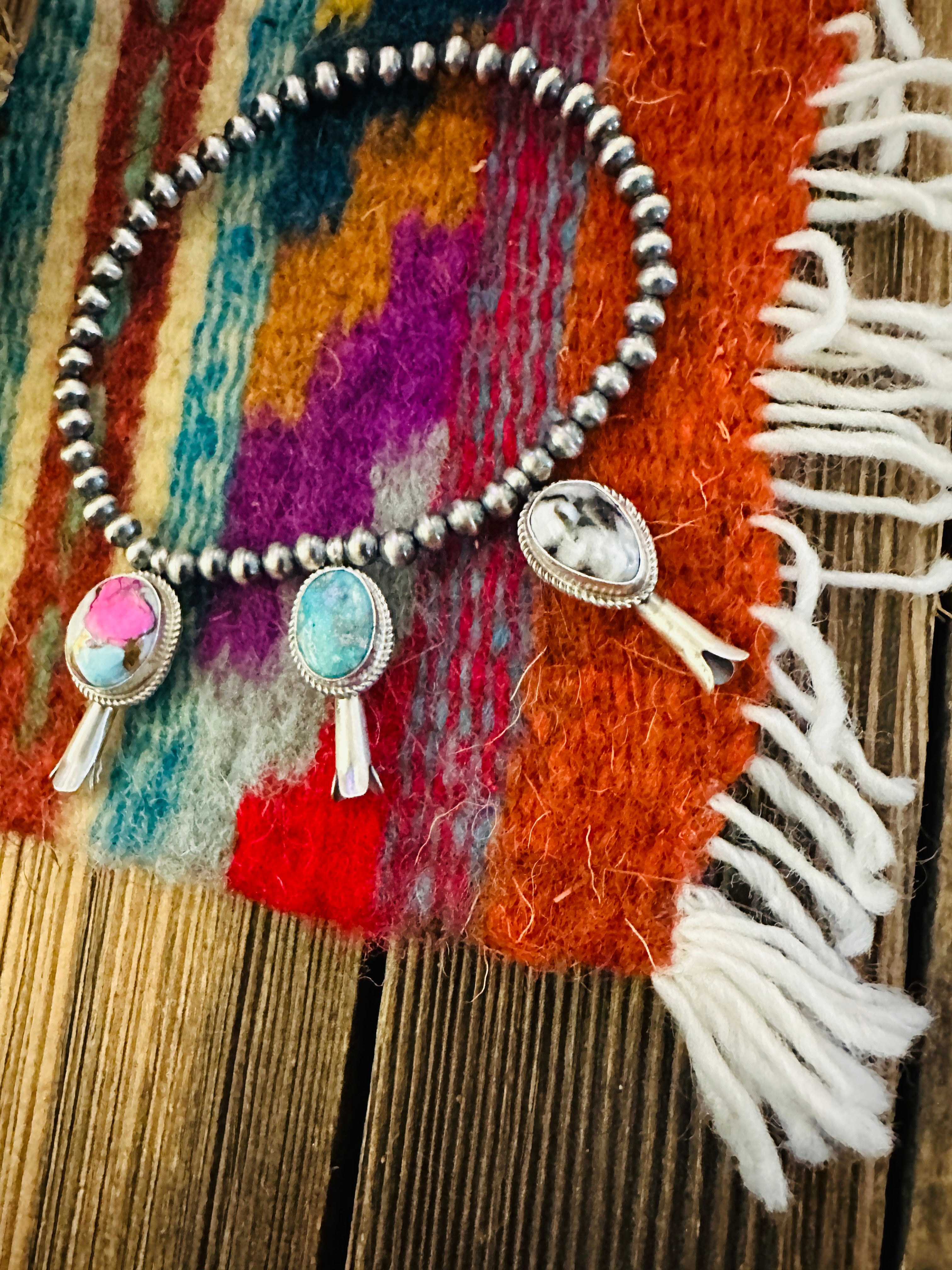 Handcrafted 3mm Sterling Silver Pearl & Multi Stone Blossom Stretch Bracelet