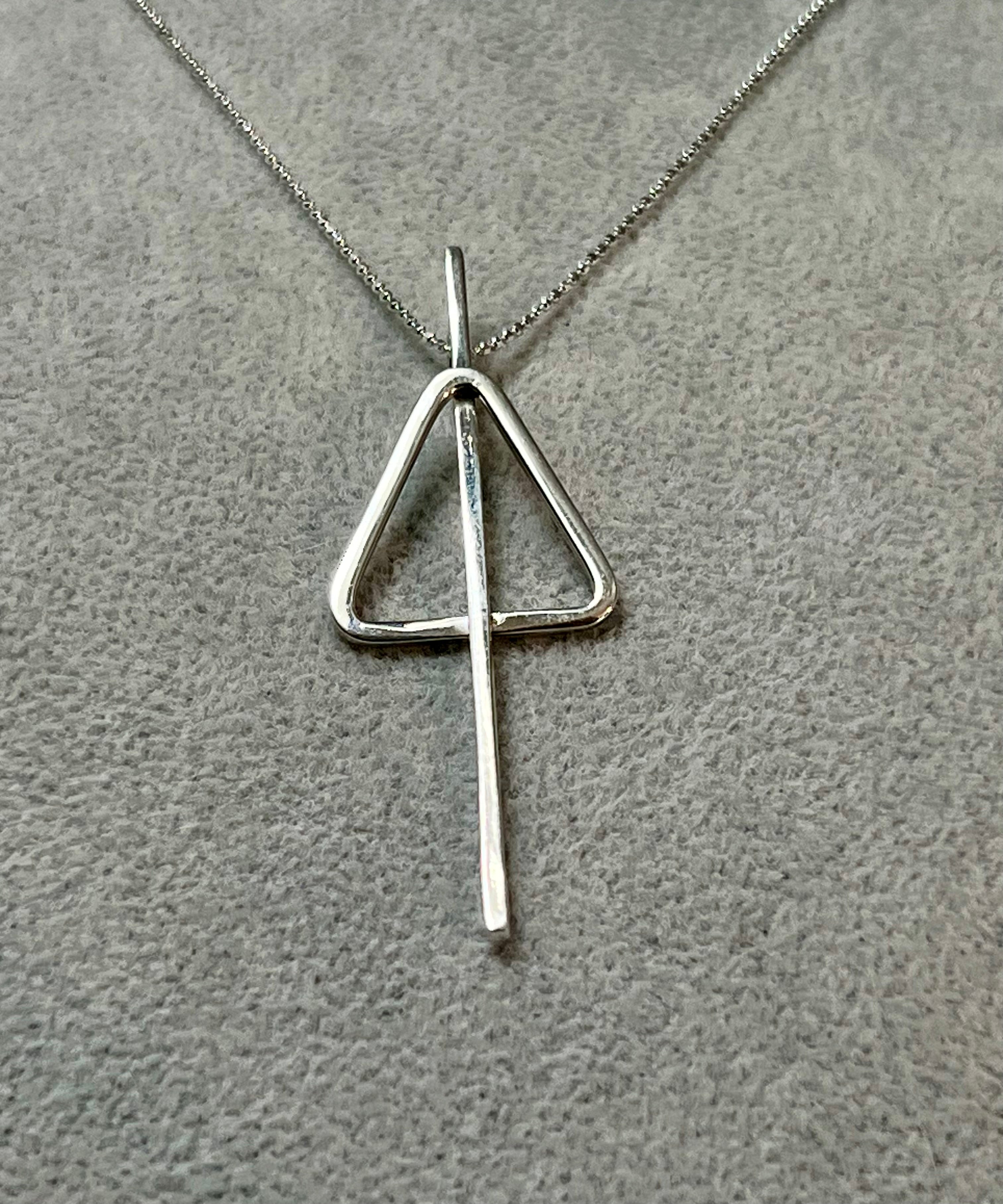 Pierced Triangle Pendant Sterling Silver Necklace