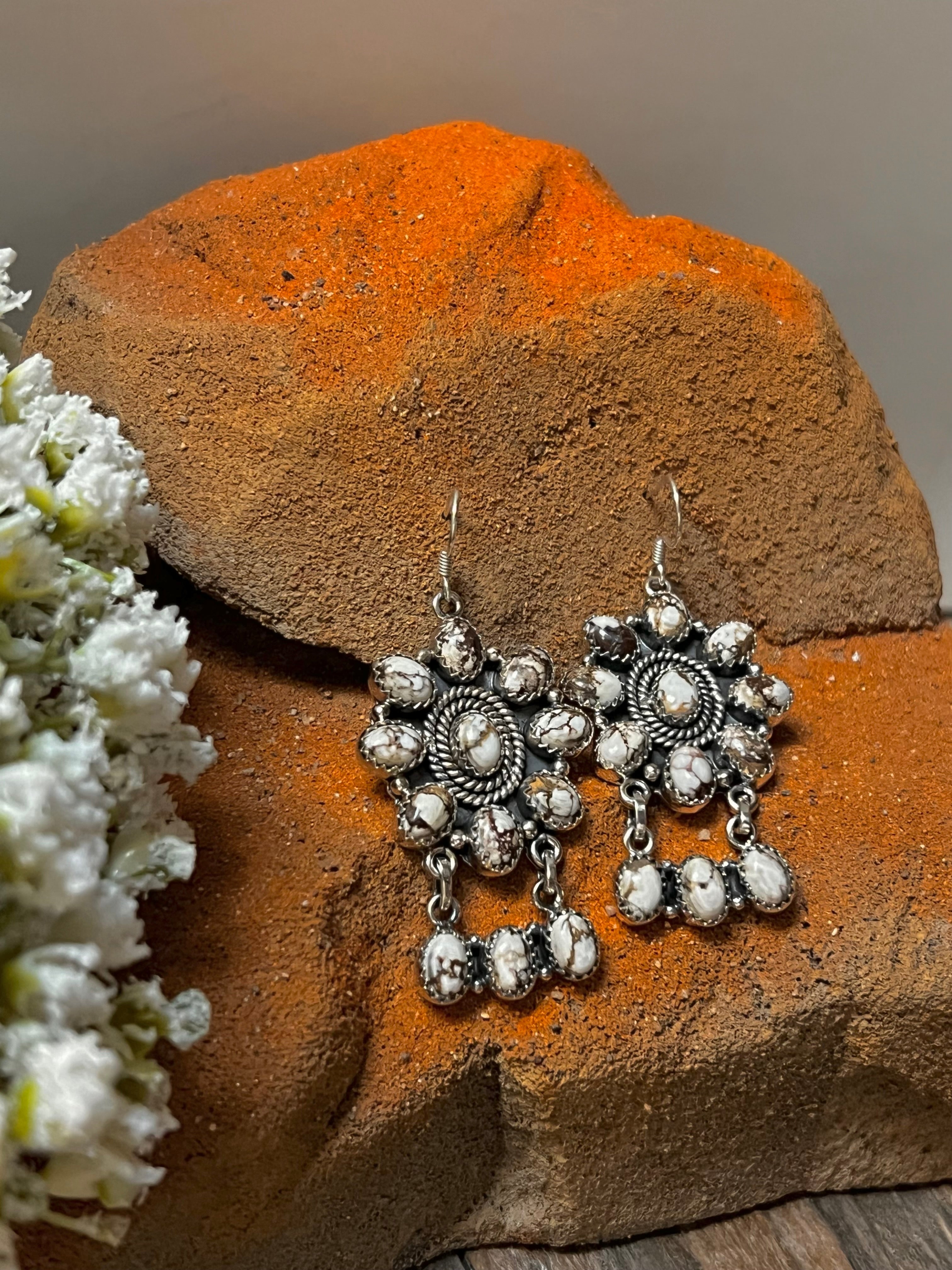 Handmade Wild Horse Cluster Dangle Sterling Silver Wire Earrings