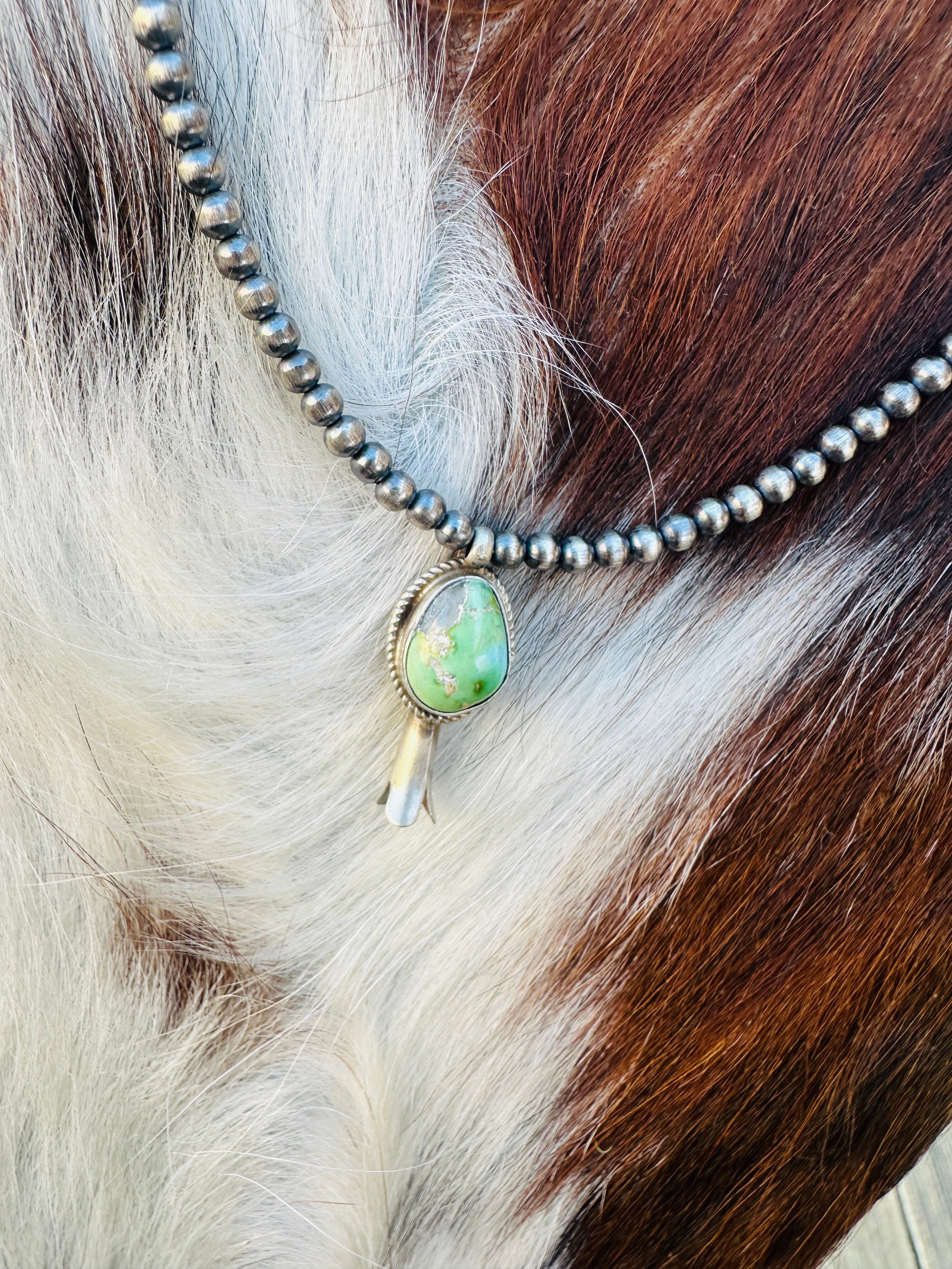 Handcrafted Turquoise & Sterling Silver Beaded Blossom Necklace