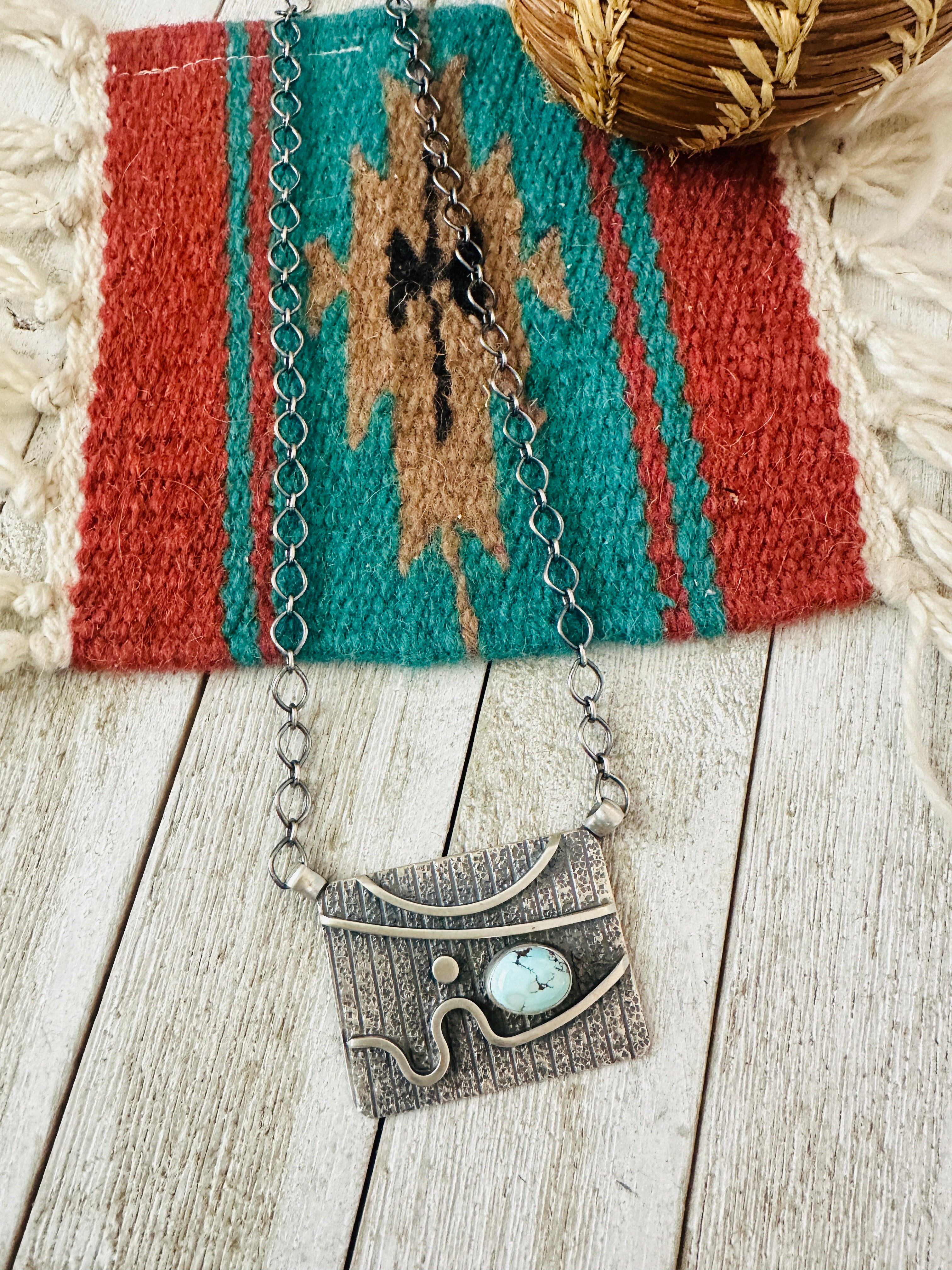 Handcrafted Sterling Silver & Golden Hills Turquoise Abstract Necklace