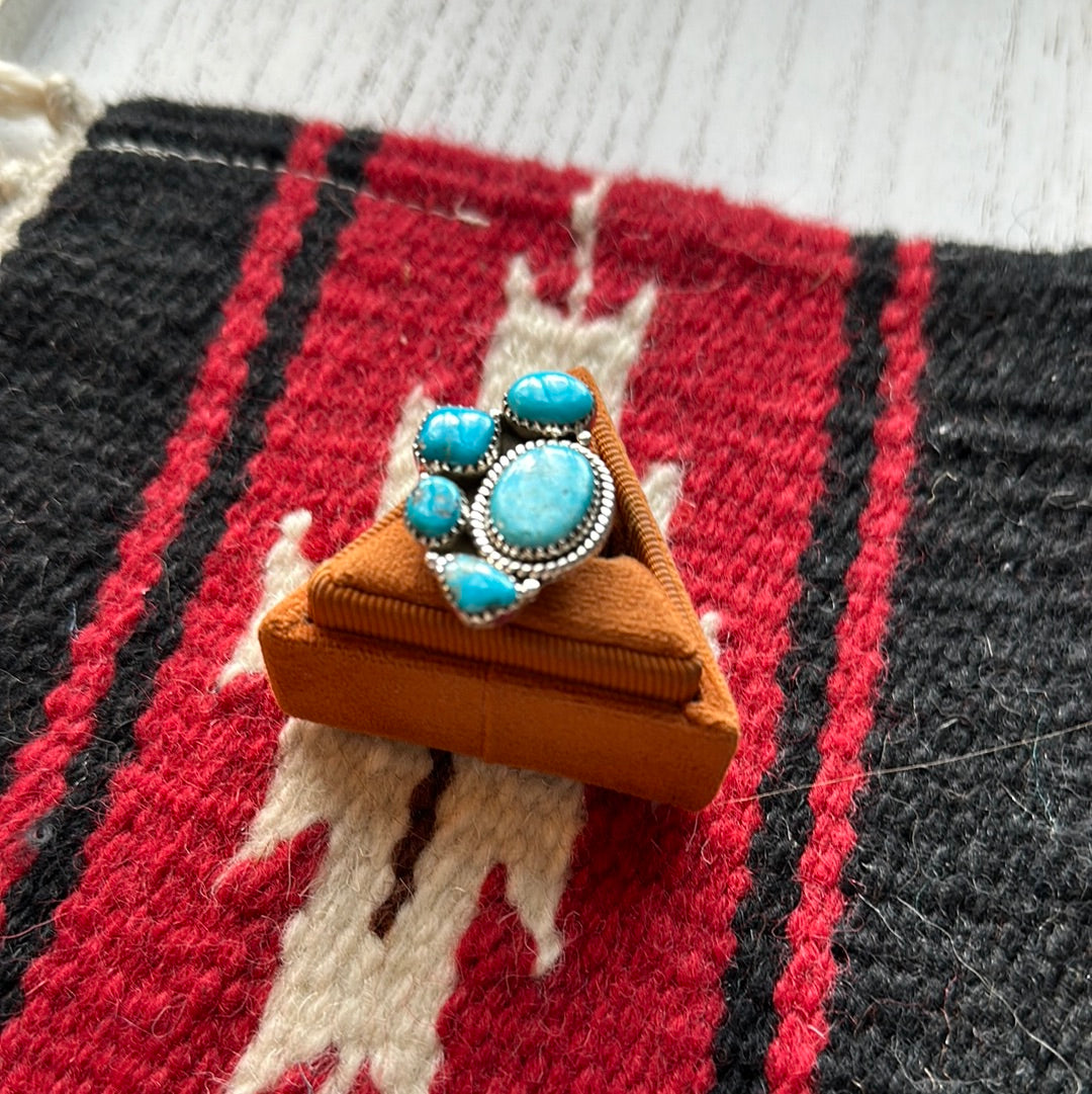 Beautiful Handmade Turquoise And Sterling Silver Adjustable Ring Signed Nizhoni