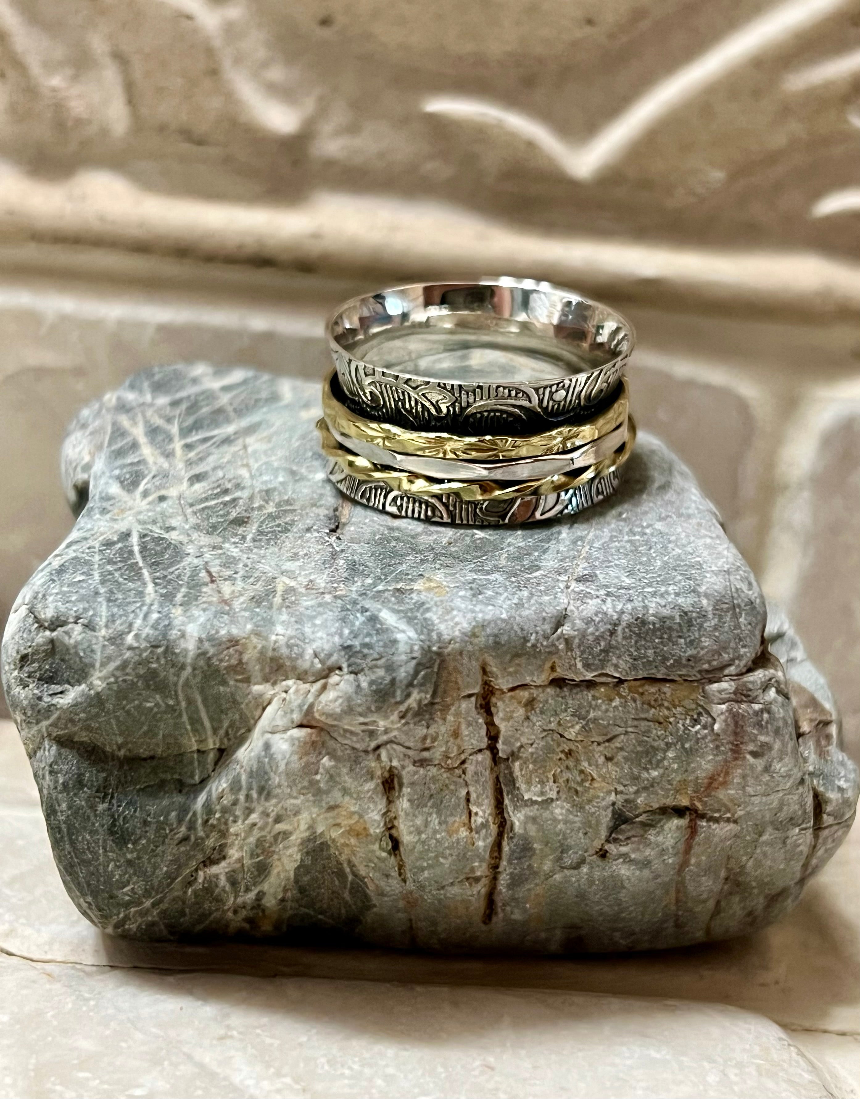 Sterling Silver & Gold Spinner Ring