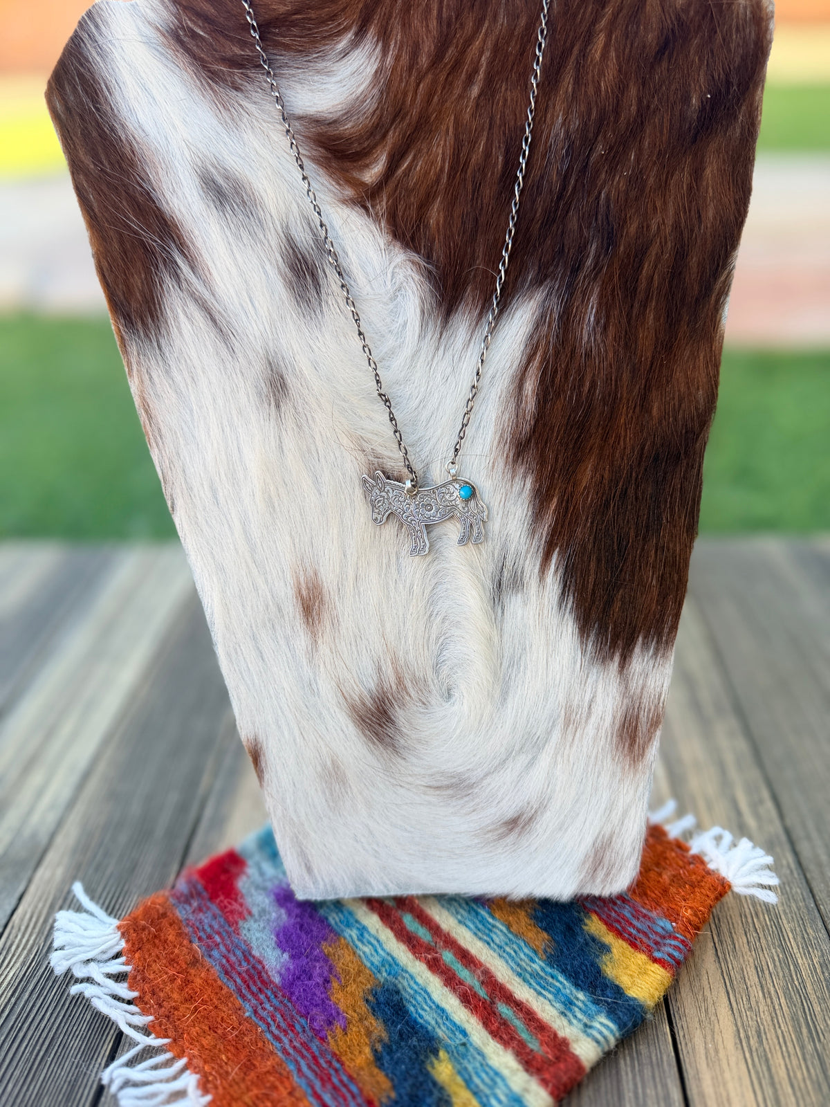 Handmade Sterling Silver & Turquoise Donkey Necklace