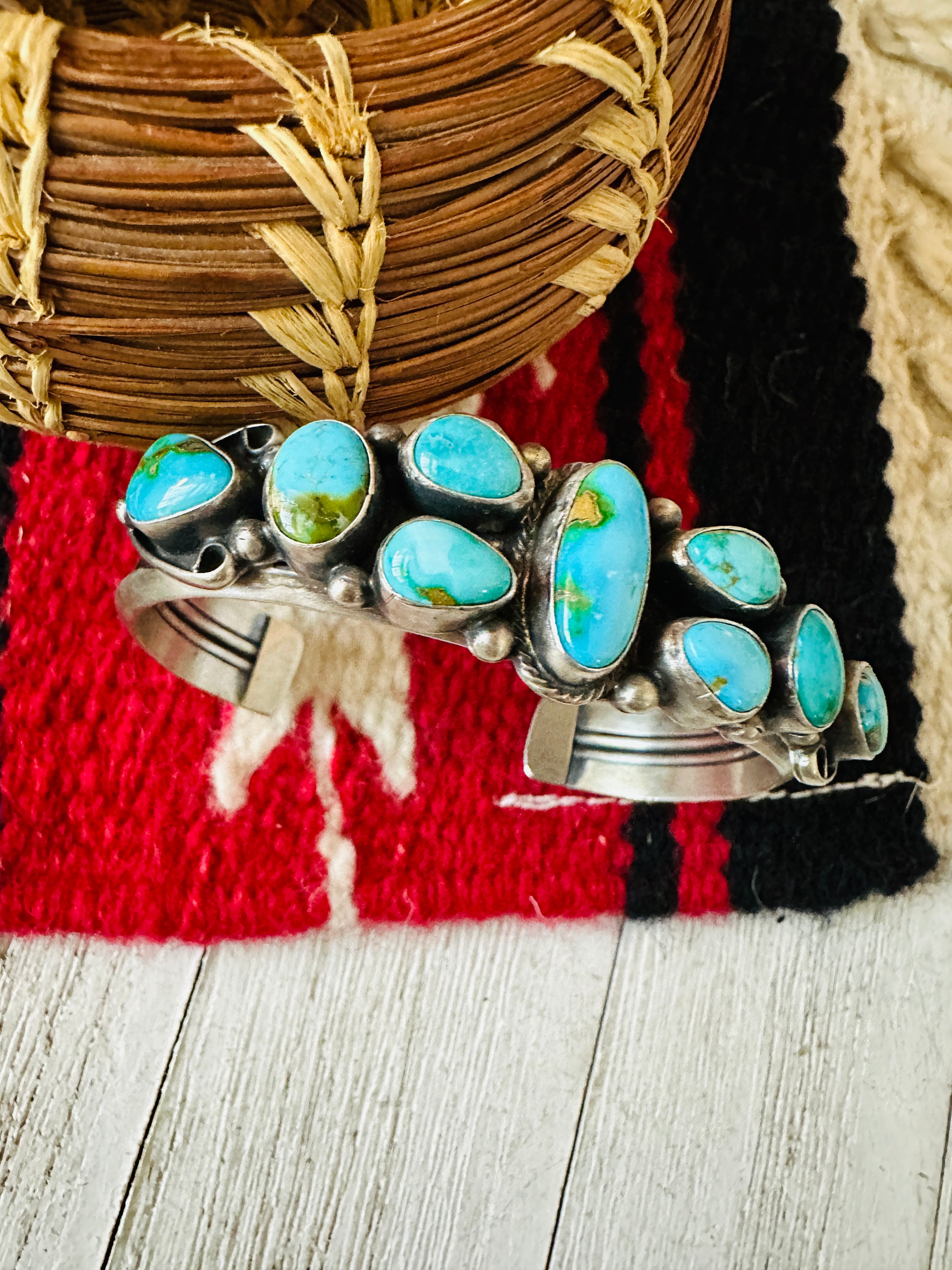 Handcrafted Sonoran Mountain Turquoise & Sterling Silver Cuff Bracelet