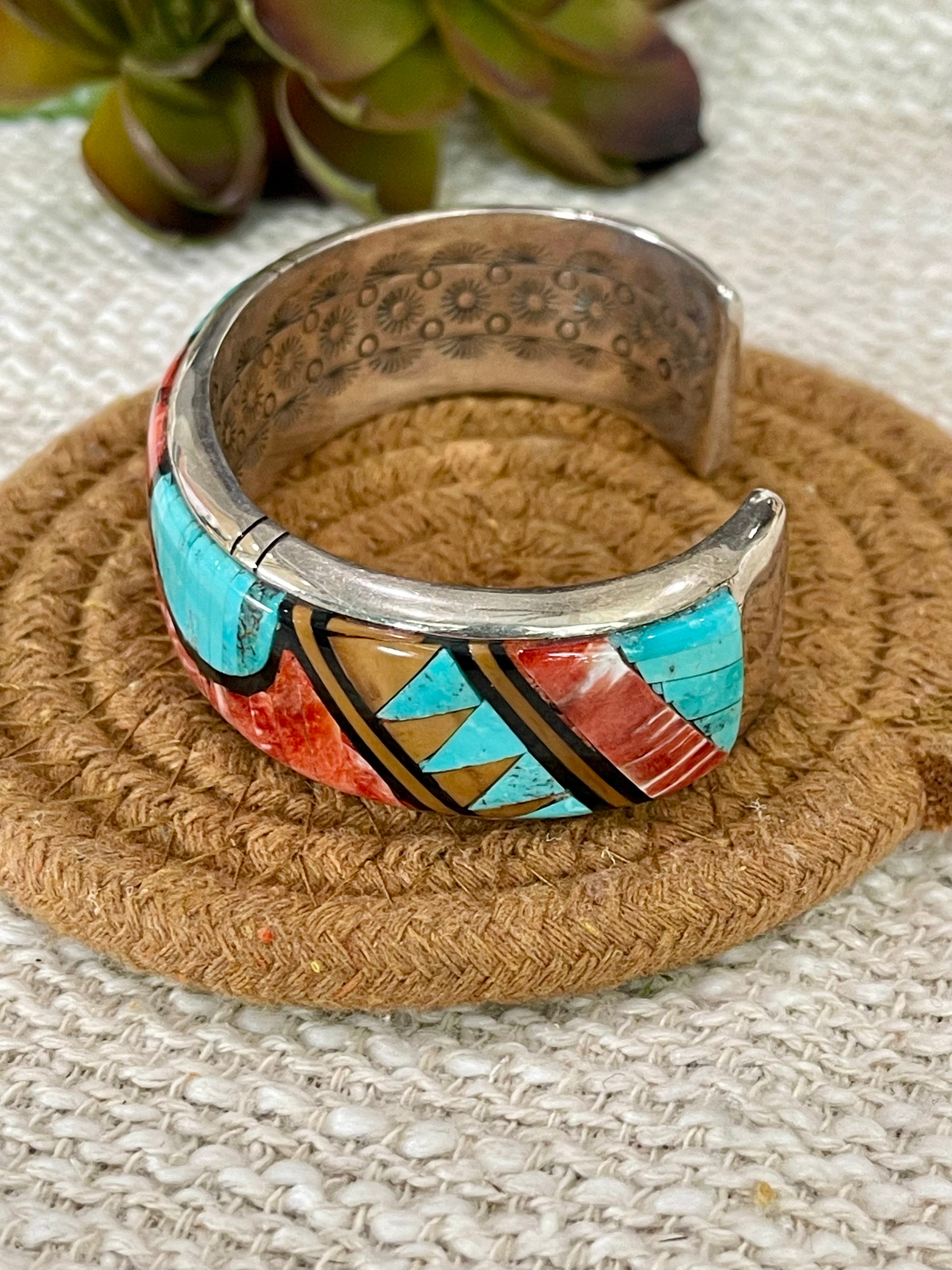 Beautiful Handmade Sterling Silver & Multi Stone Cuff Bracelet