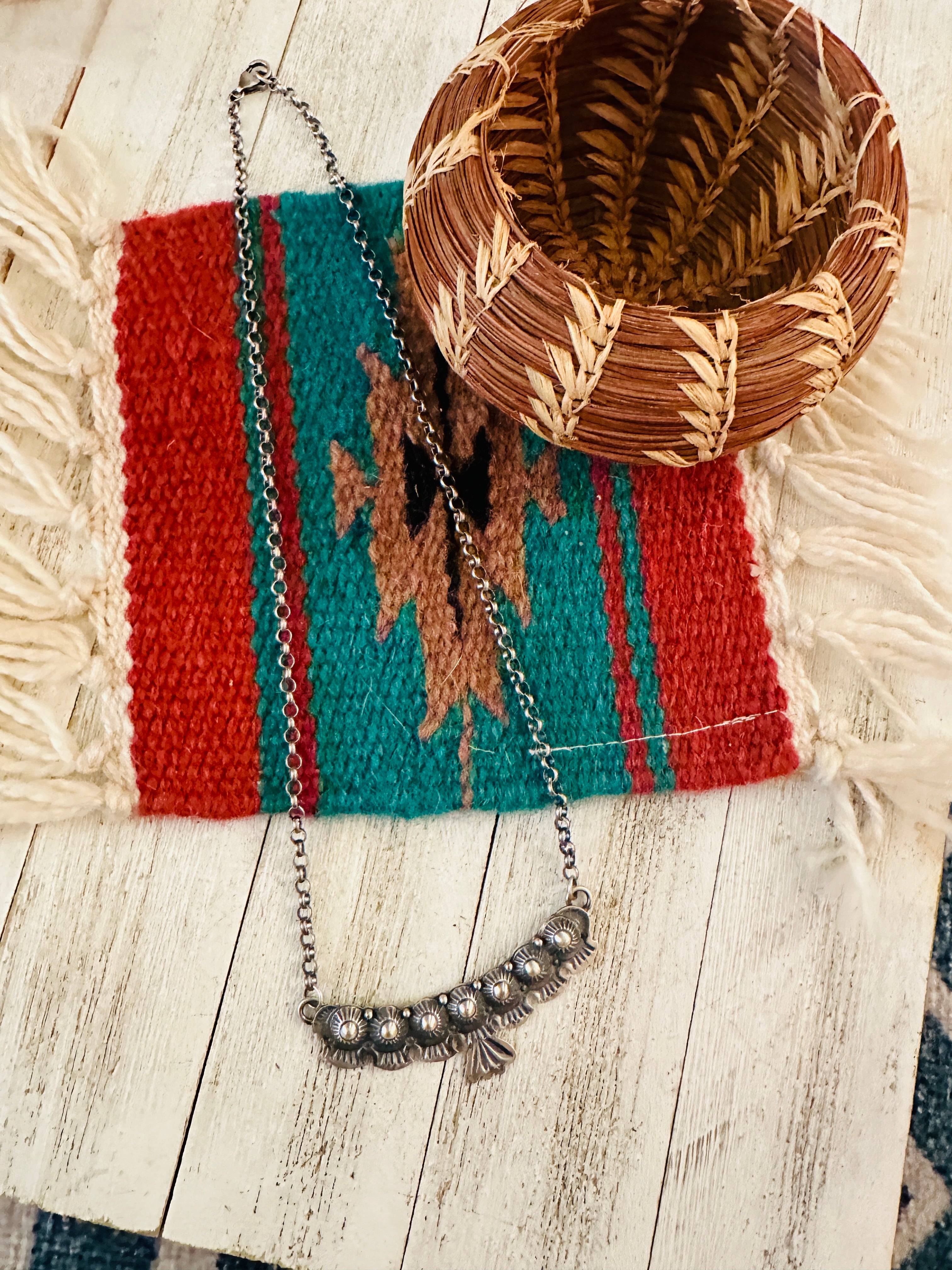 Handcrafted Sterling Silver Studded Necklace by Emer Thompson