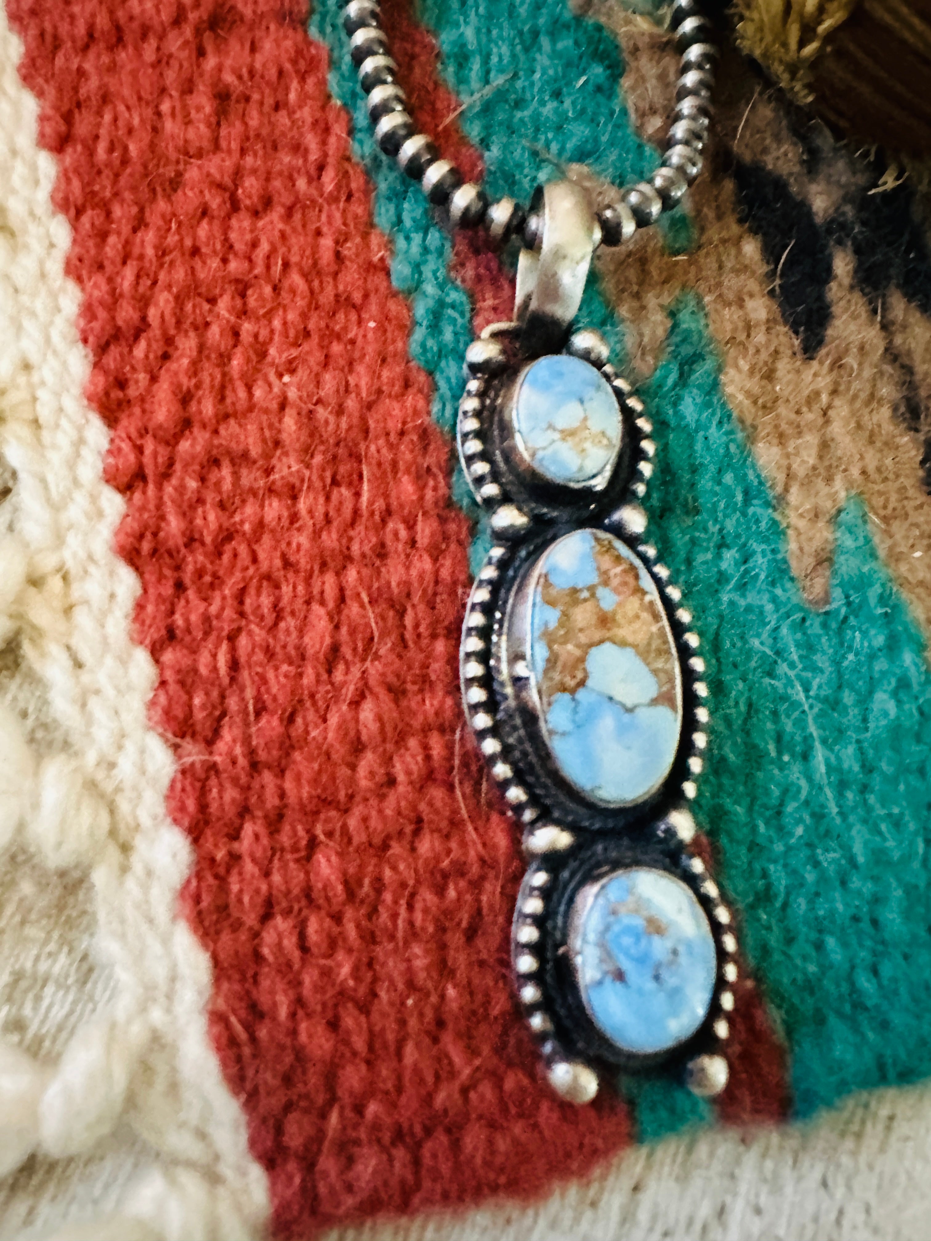 Handcrafted Golden Hills Turquoise & Sterling Silver Pendant