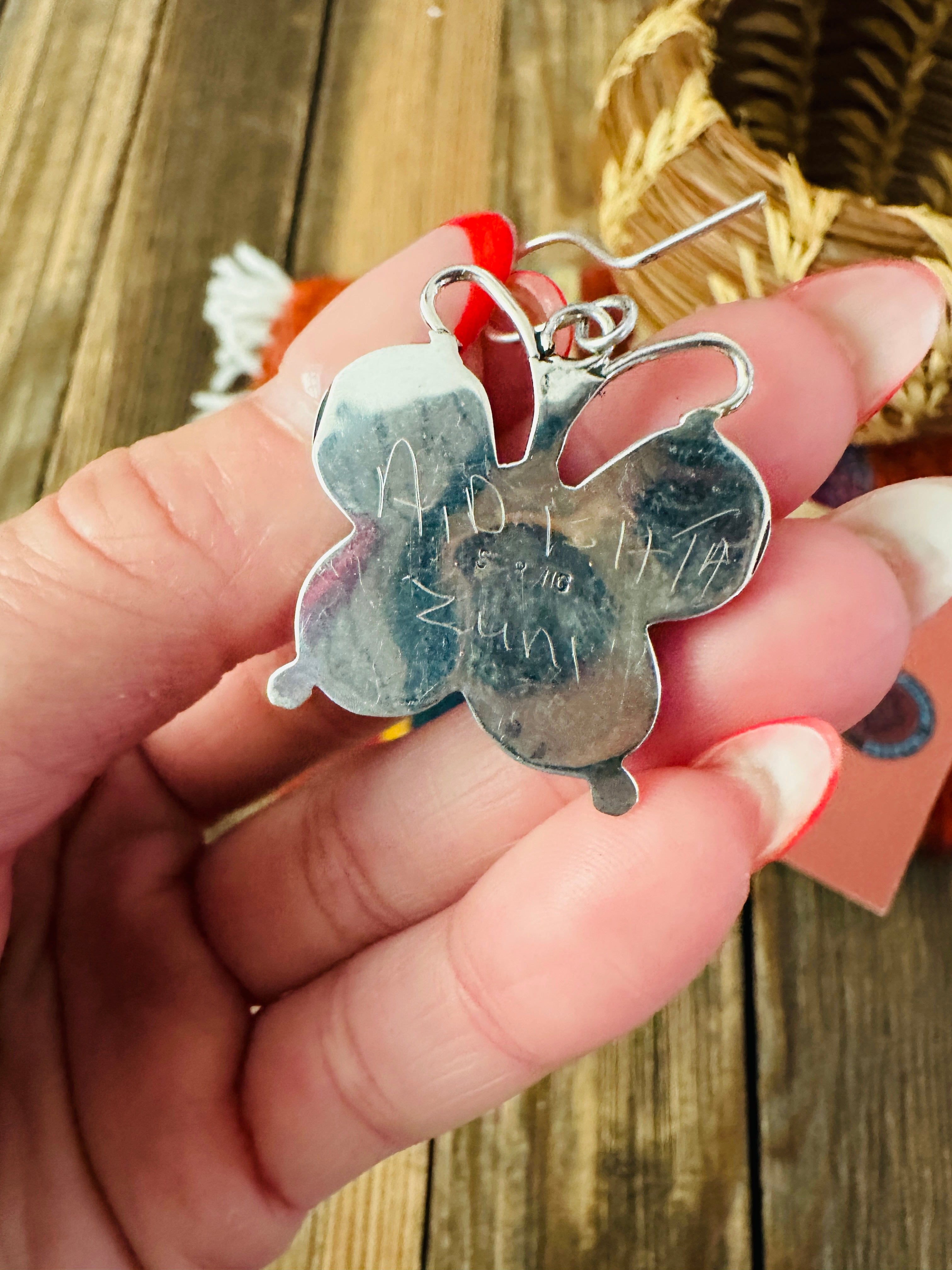 Handcrafted Multi Stone & Sterling Silver Inlay Butterfly Dangle Earrings