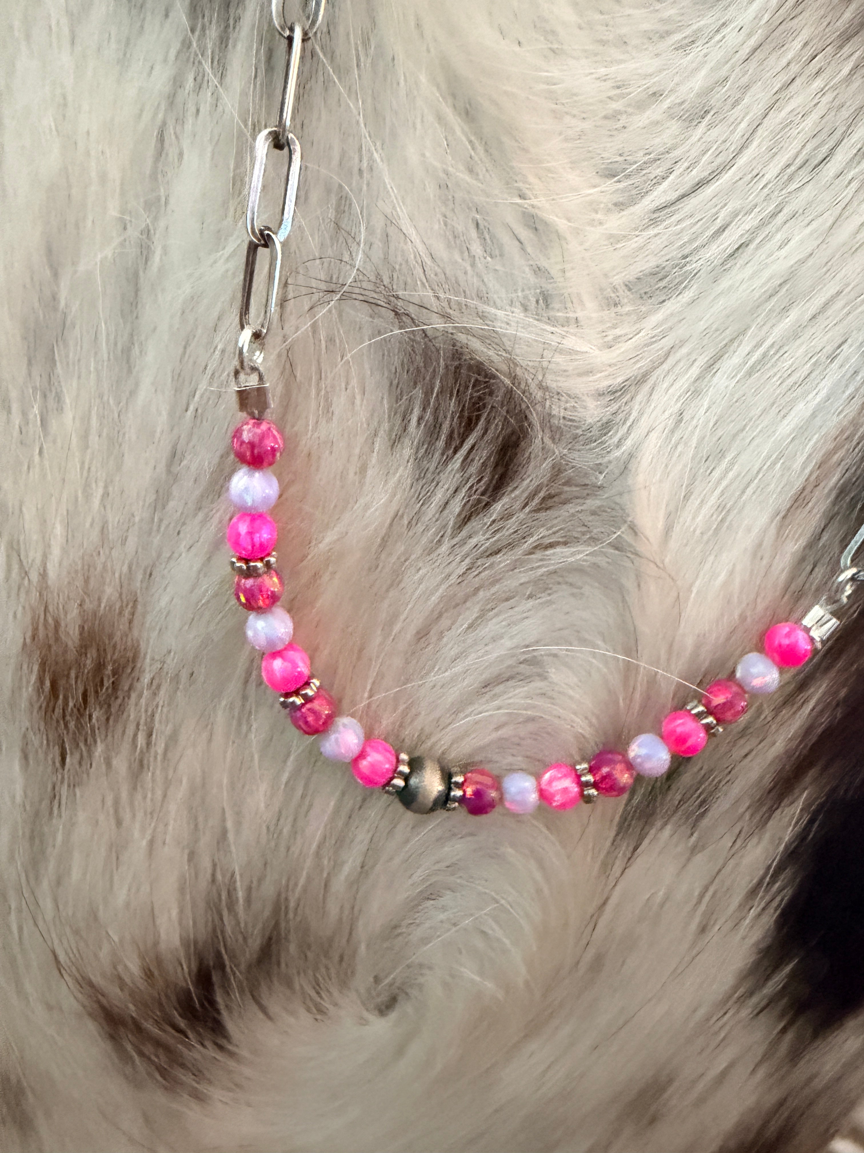Handmade Sterling Silver & Fire Opal Beaded Necklace