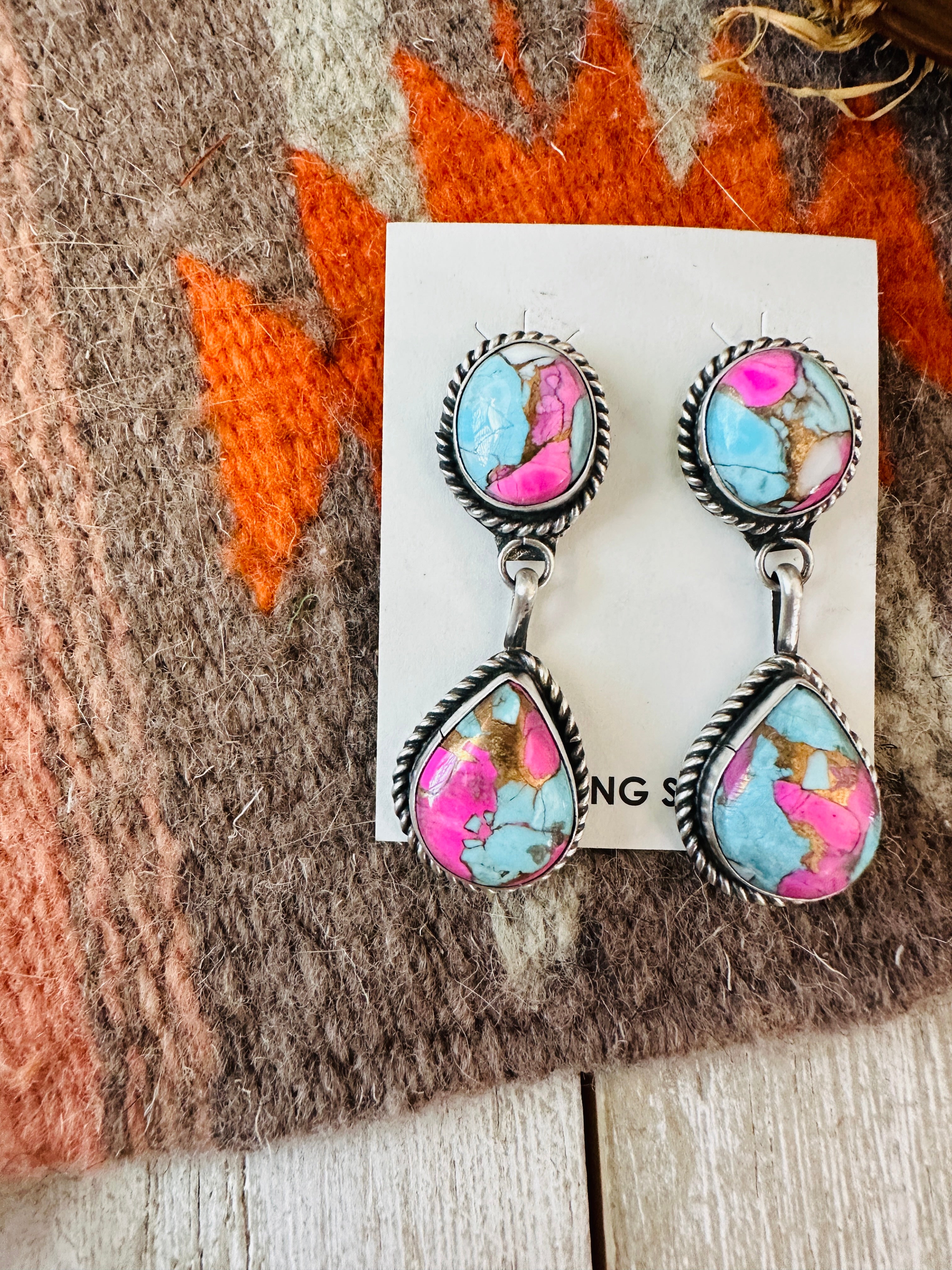 Handcrafted Cotton Candy and Sterling Silver Dangle Earrings