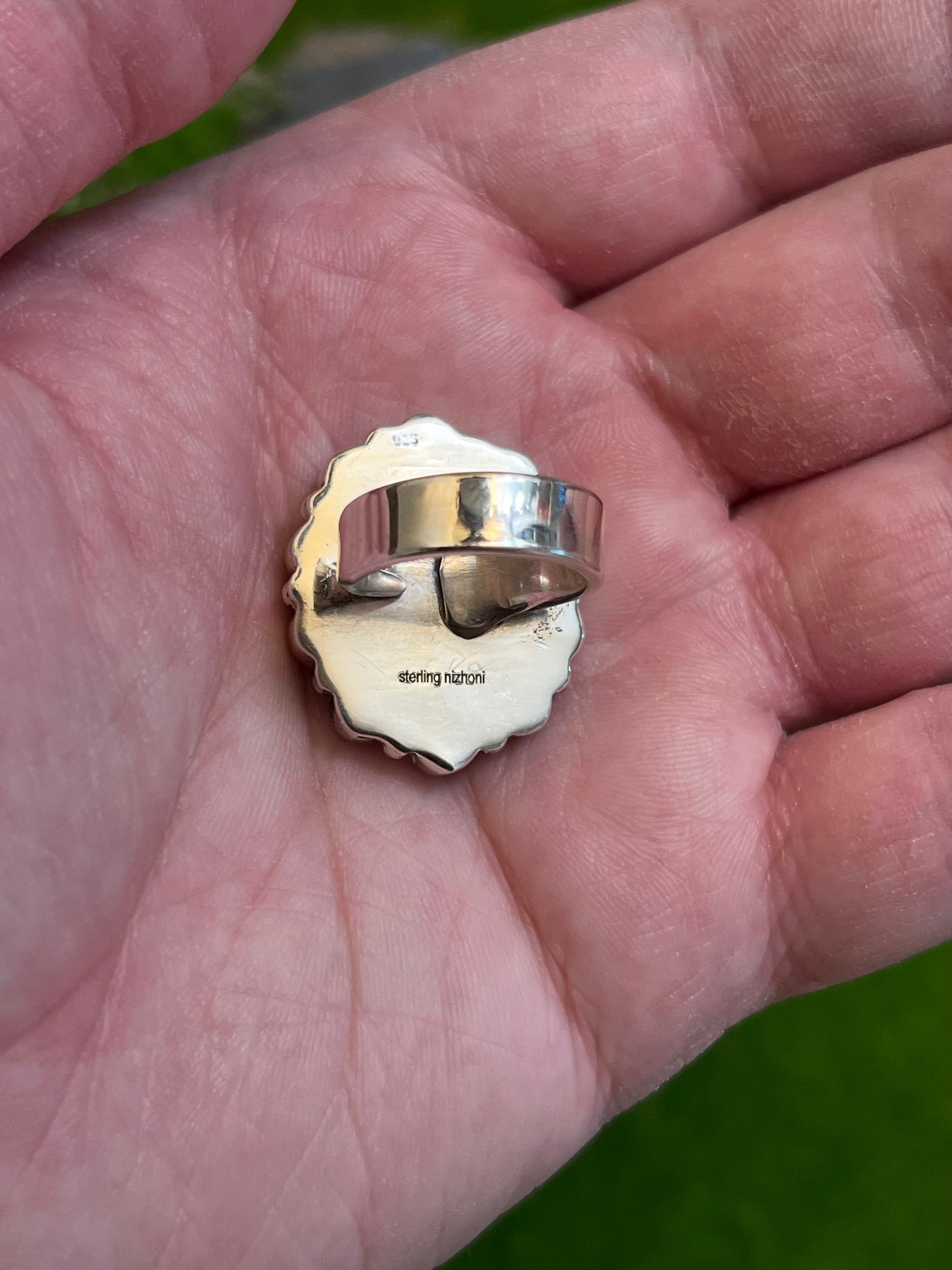 Handmade Oval Shaped Moonstone Cluster Sterling Silver Adjustable Ring