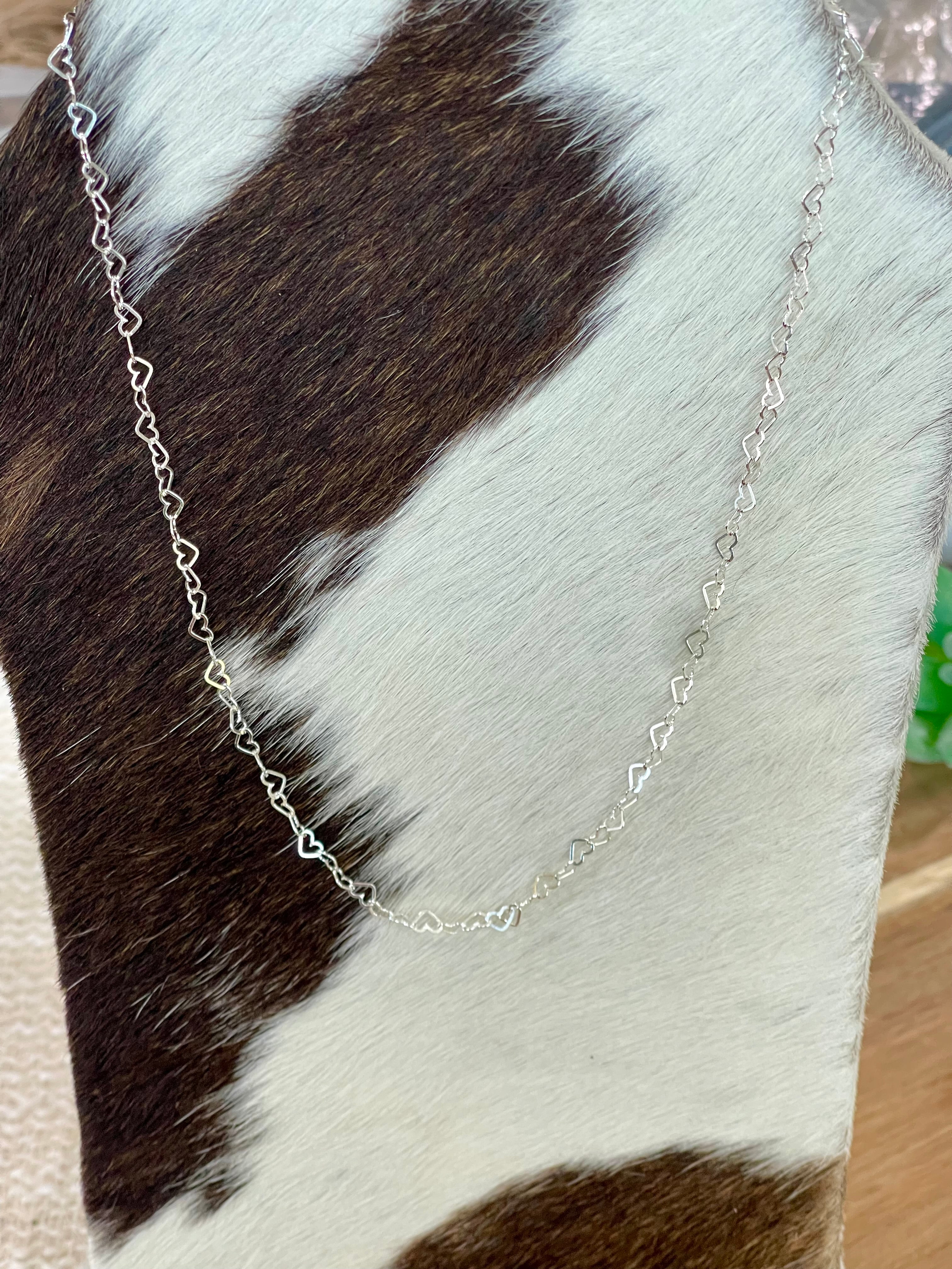 Handmade In Mexico Sterling Silver Chain Heart Necklace