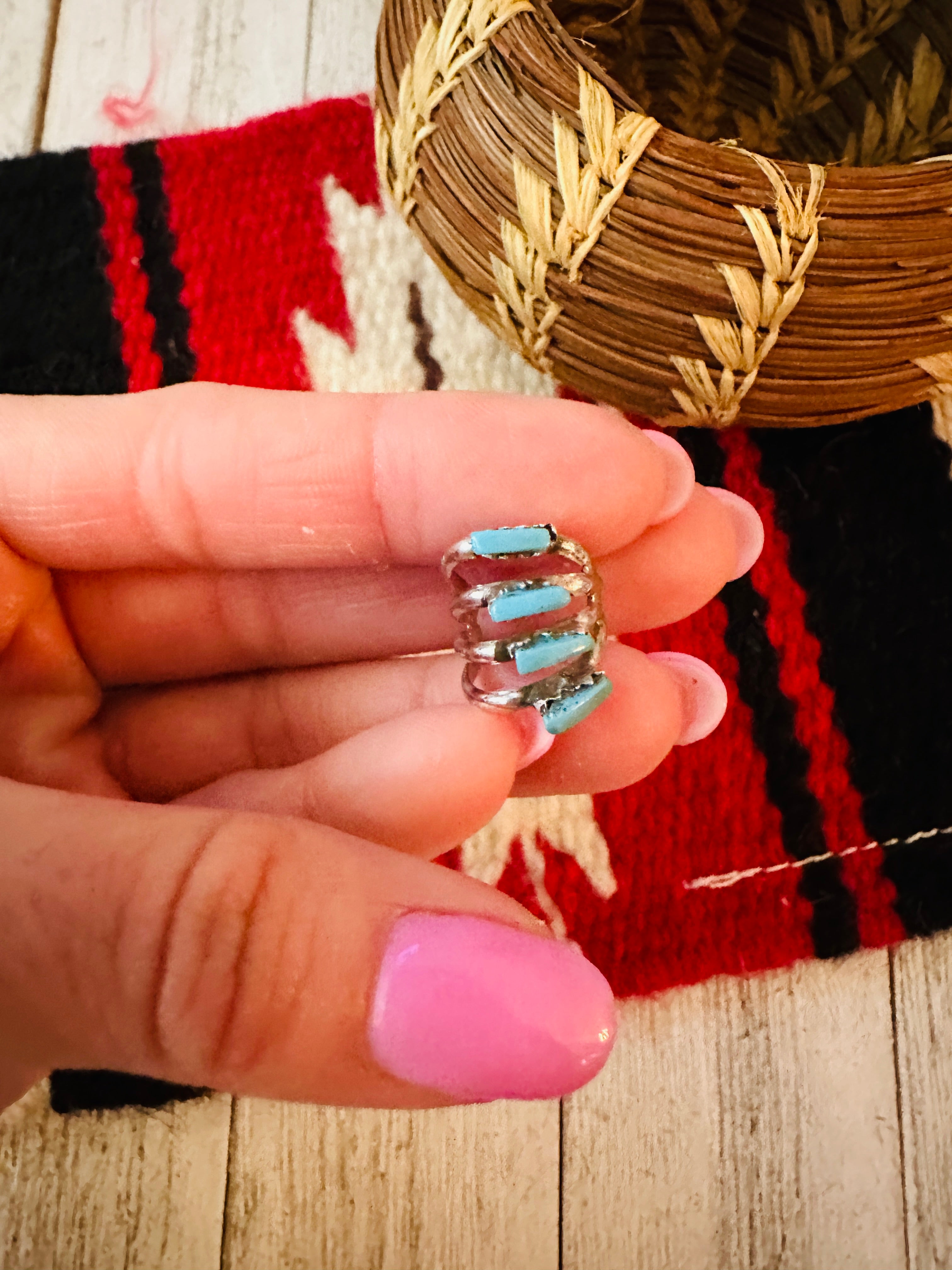 Handcrafted Sterling Silver & Turquoise Ear Cuff 4 ST