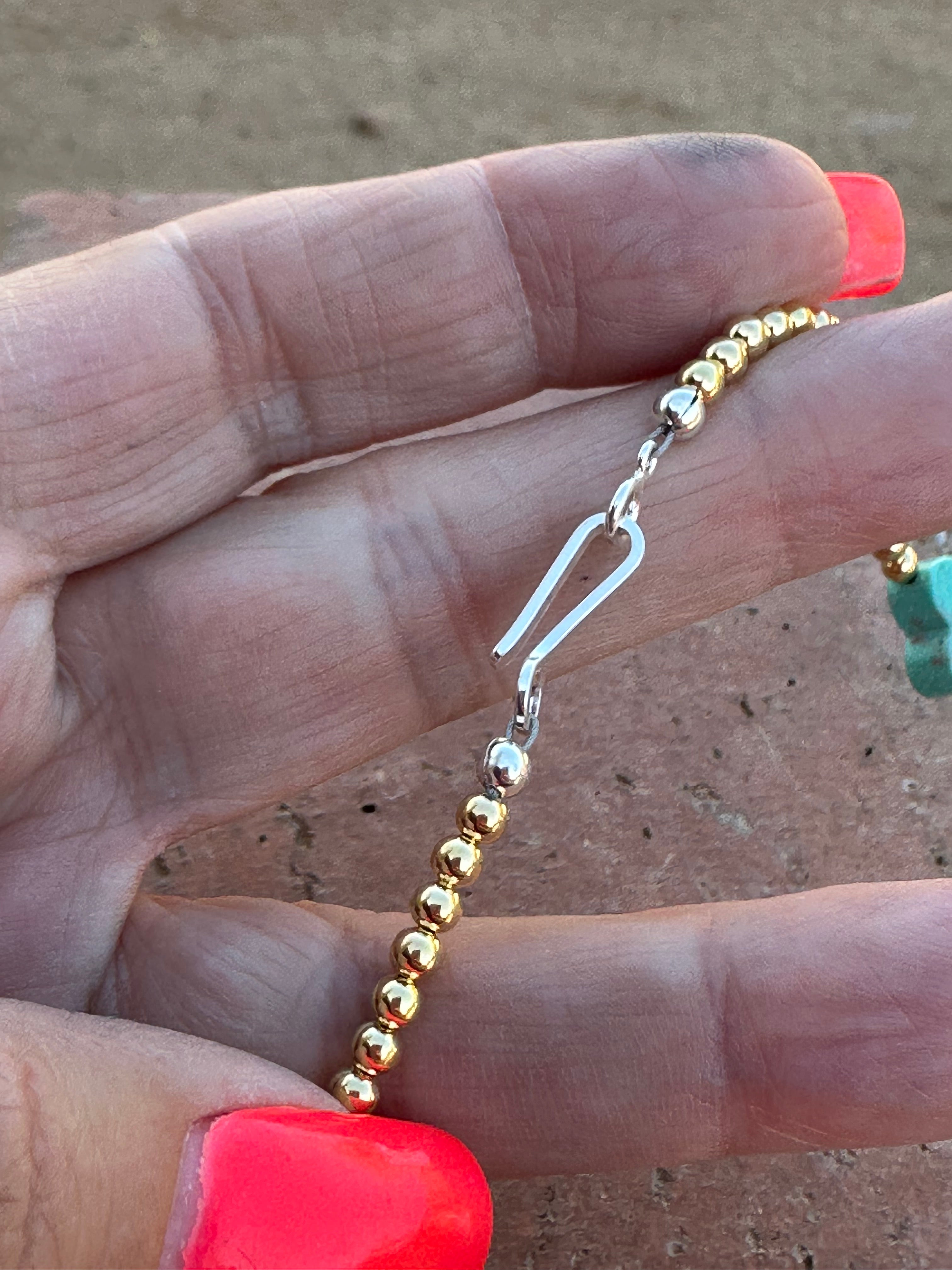 Cle’vara Turquoise, Gold & Sterling Silver Beaded Necklace and Bracelets