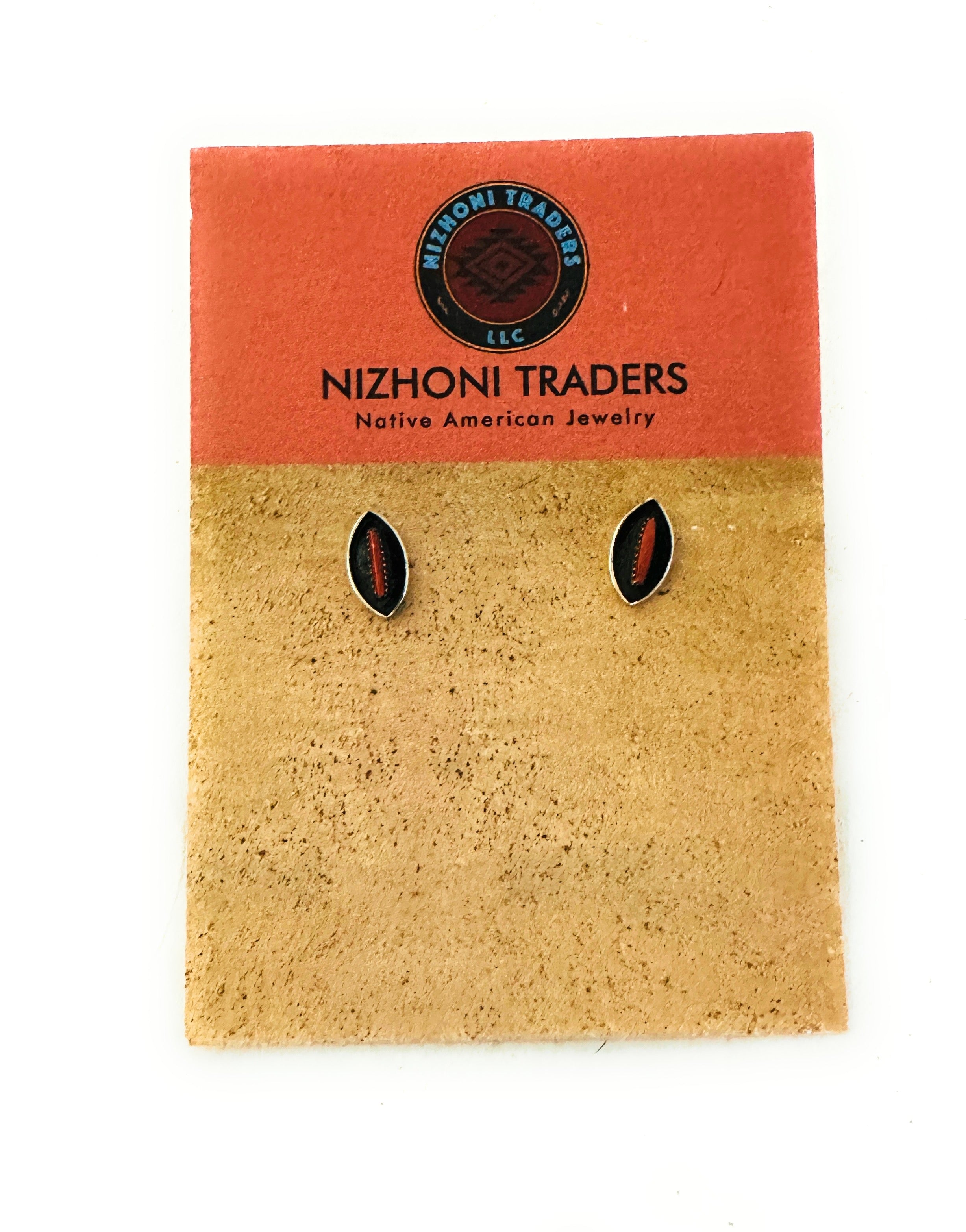 Handcrafted Coral & Sterling Silver Shadowbox Stud Earrings