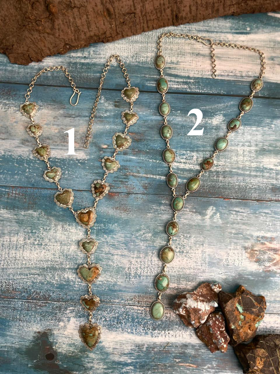 Handmade Sterling Silver Baja Turquoise Collection: 'Y Shaped' Necklace "Signed Nizhoni"