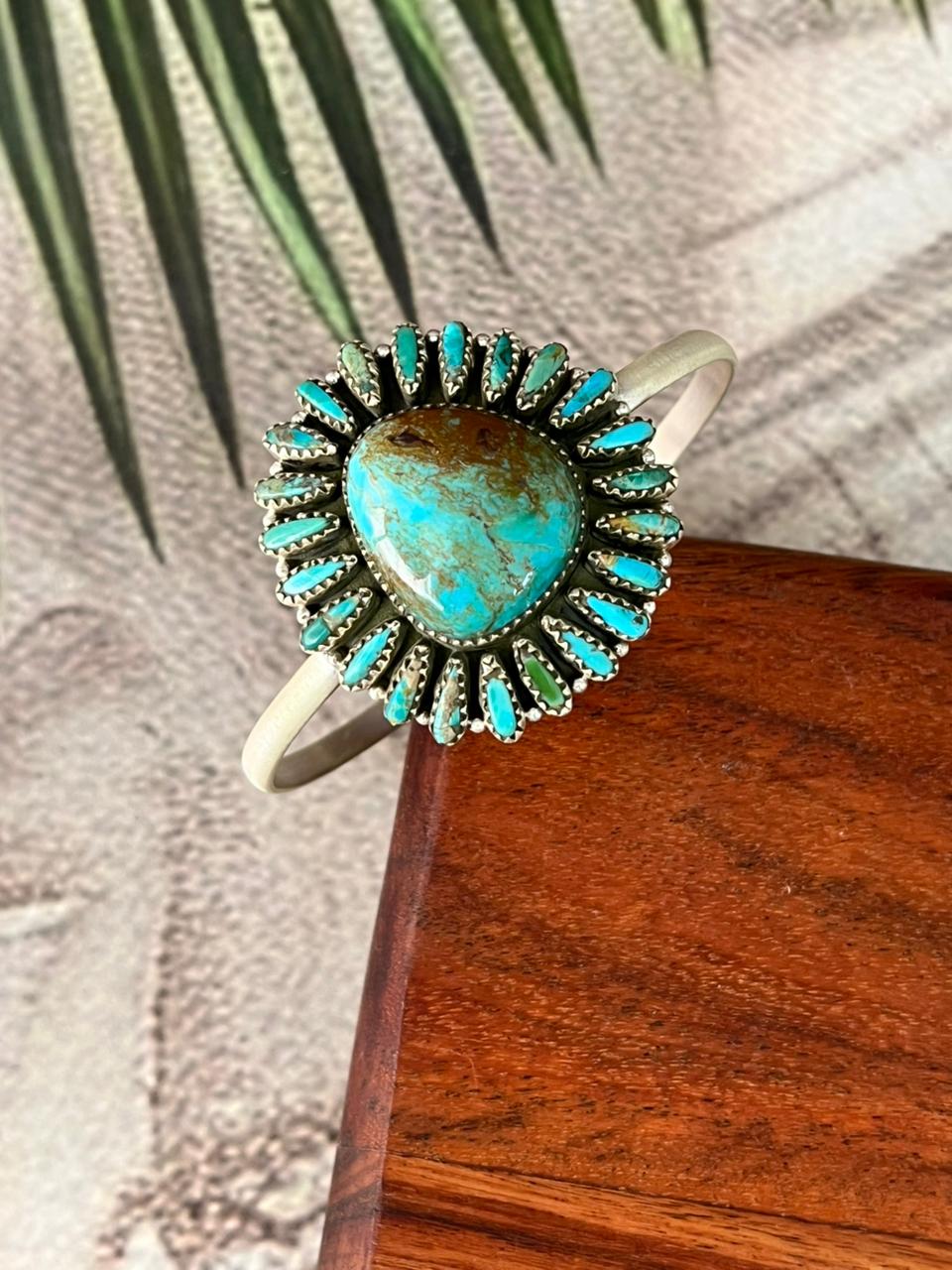 Handmade Sterling Silver Royston Turquoise Collection: Cuff Bracelet "Signed Nizhoni"