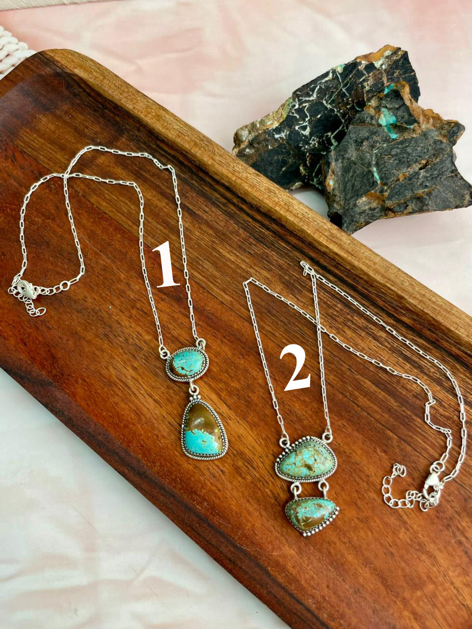 Handmade Sterling Silver Number 8 Turquoise Necklace "Signed Nizhoni"