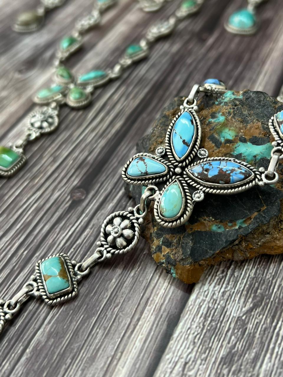 Handmade Sterling Silver Multi Stone Necklace "Signed Nizhoni"