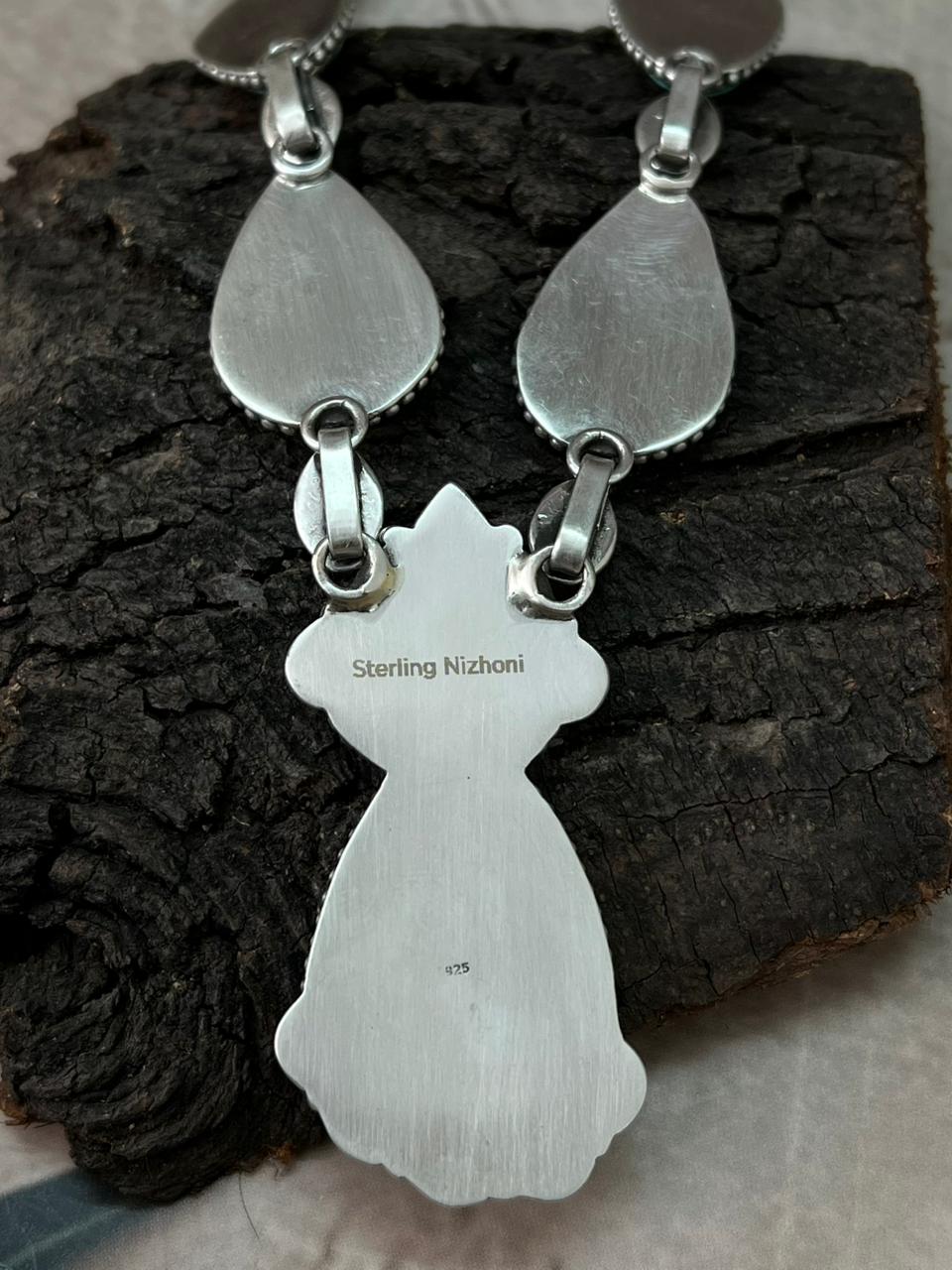 Handmade Sterling Silver Multi Stone Necklace "Signed Nizhoni"