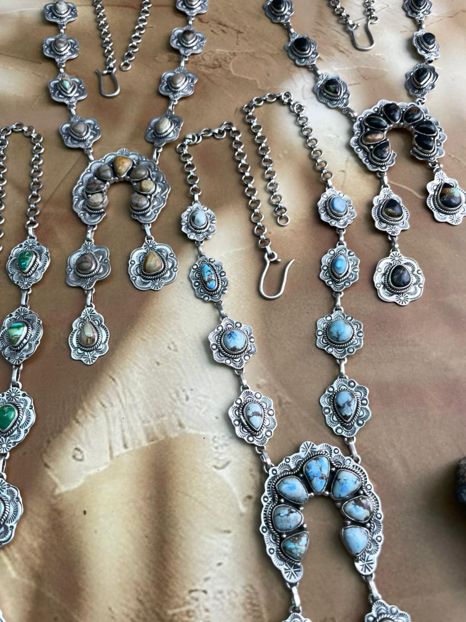 Handmade Sterling Silver Multi Stones Necklace "Signed Nizhoni"