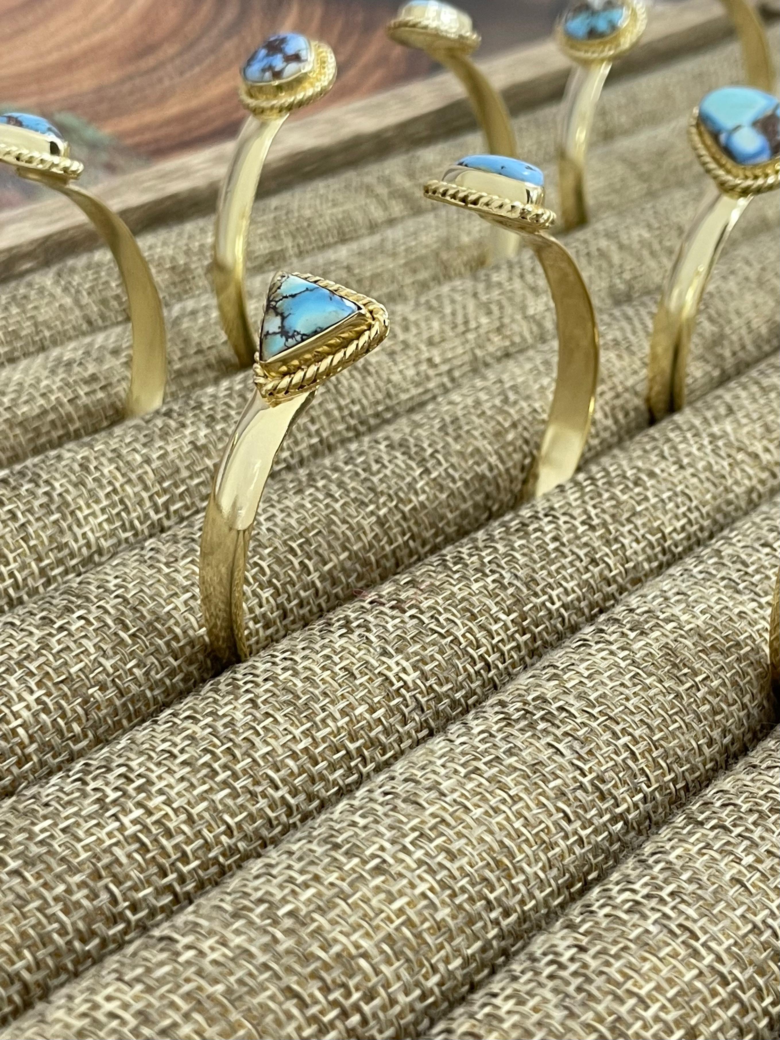 “The Golden Collection” Handmade Natural Gold Plated Golden Hills Turquoise Cuff Bracelet