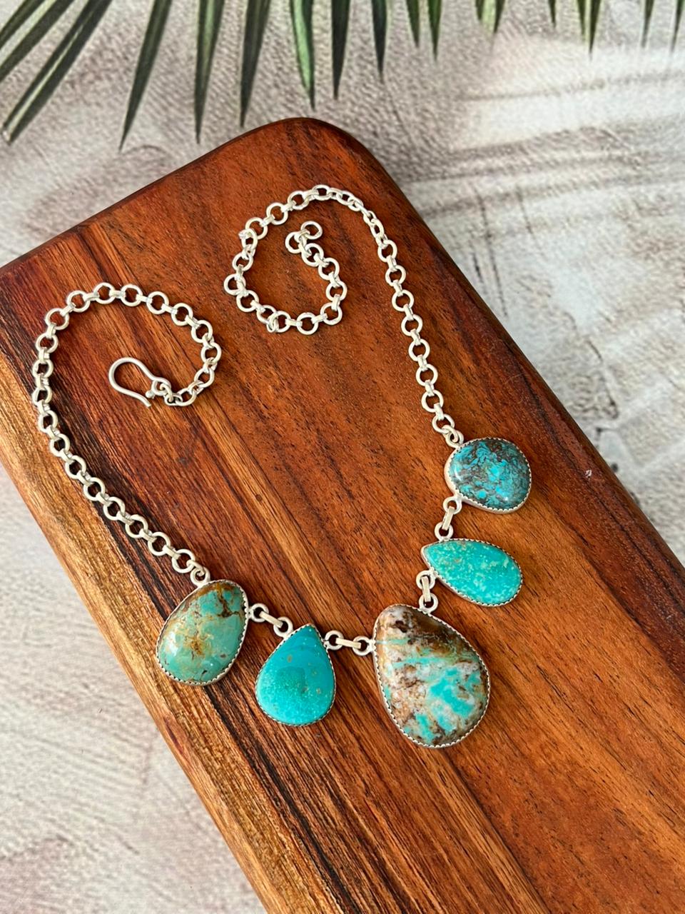 Handmade Sterling Silver Royston Turquoise Collection: Necklace "Signed Nizhoni"