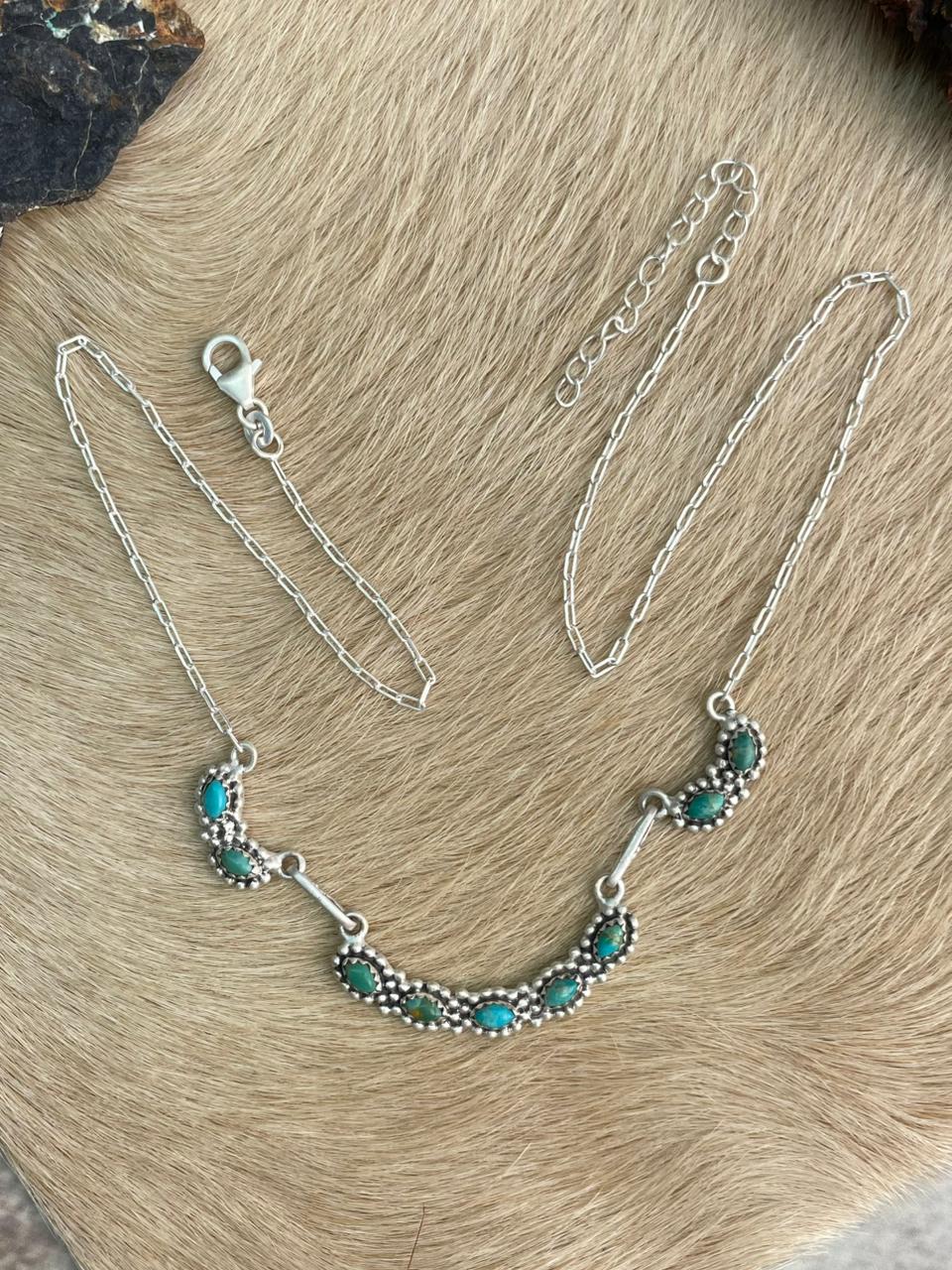 Handmade Sterling Silver Kingman Turquoise Necklace "Signed Nizhoni"
