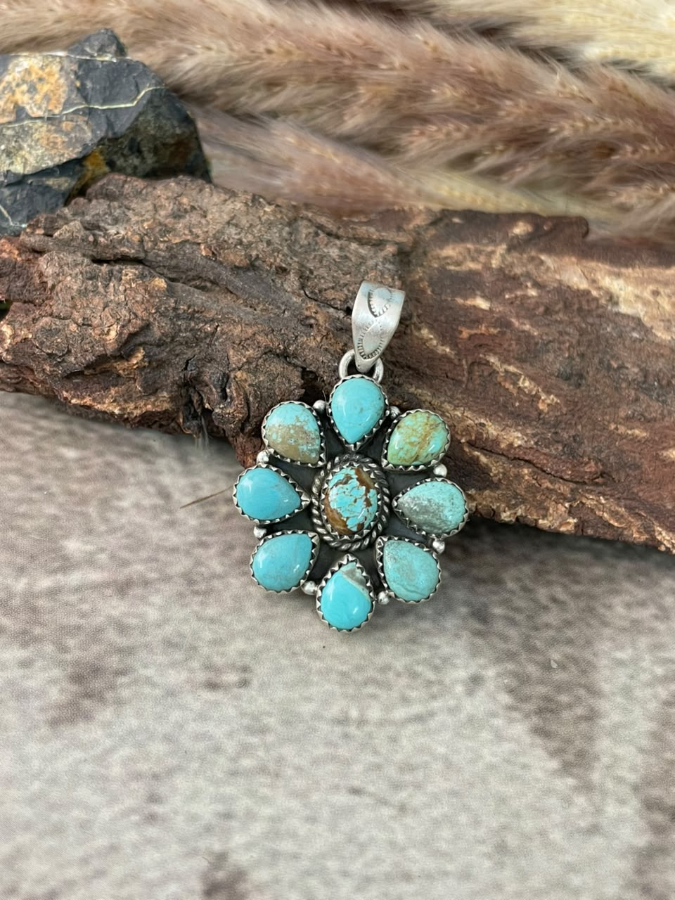 Handmade Sterling Silver Number 8 Turquoise Collection: Pendant Signed Nizhoni