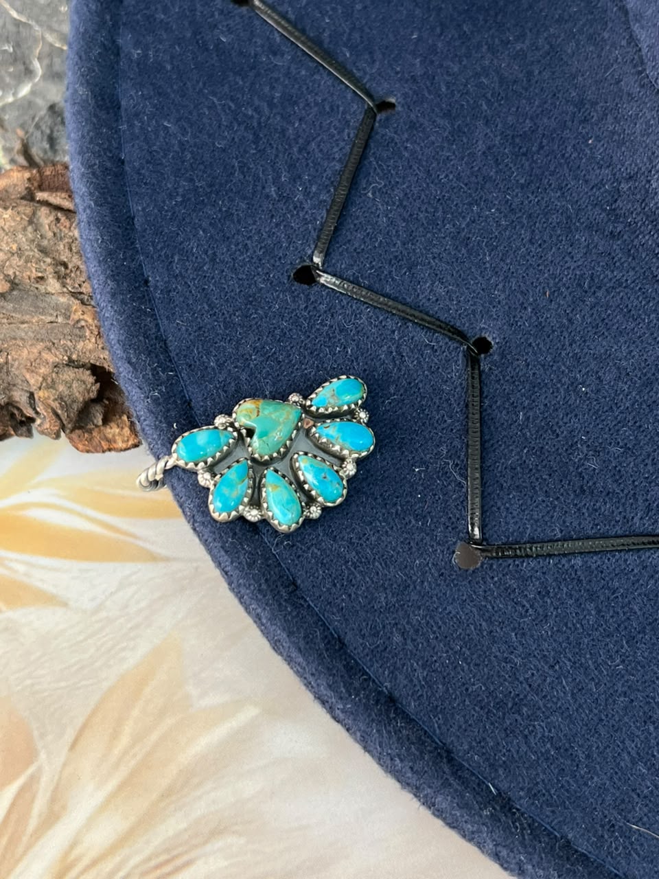 Handmade Sterling Silver Kingman Turquoise Hat Pin Signed Nizhoni •99