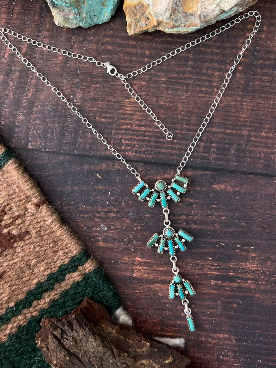Handmade Sterling Silver Kingman Turquoise Necklace Signed Nizhoni