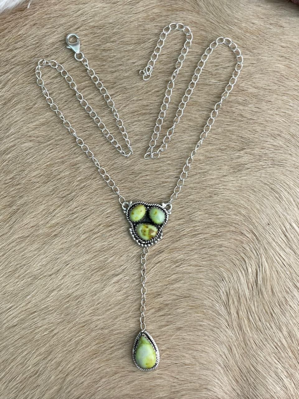 Handmade Sterling Silver Palomino Turquoise Necklace "Signed Nizhoni"